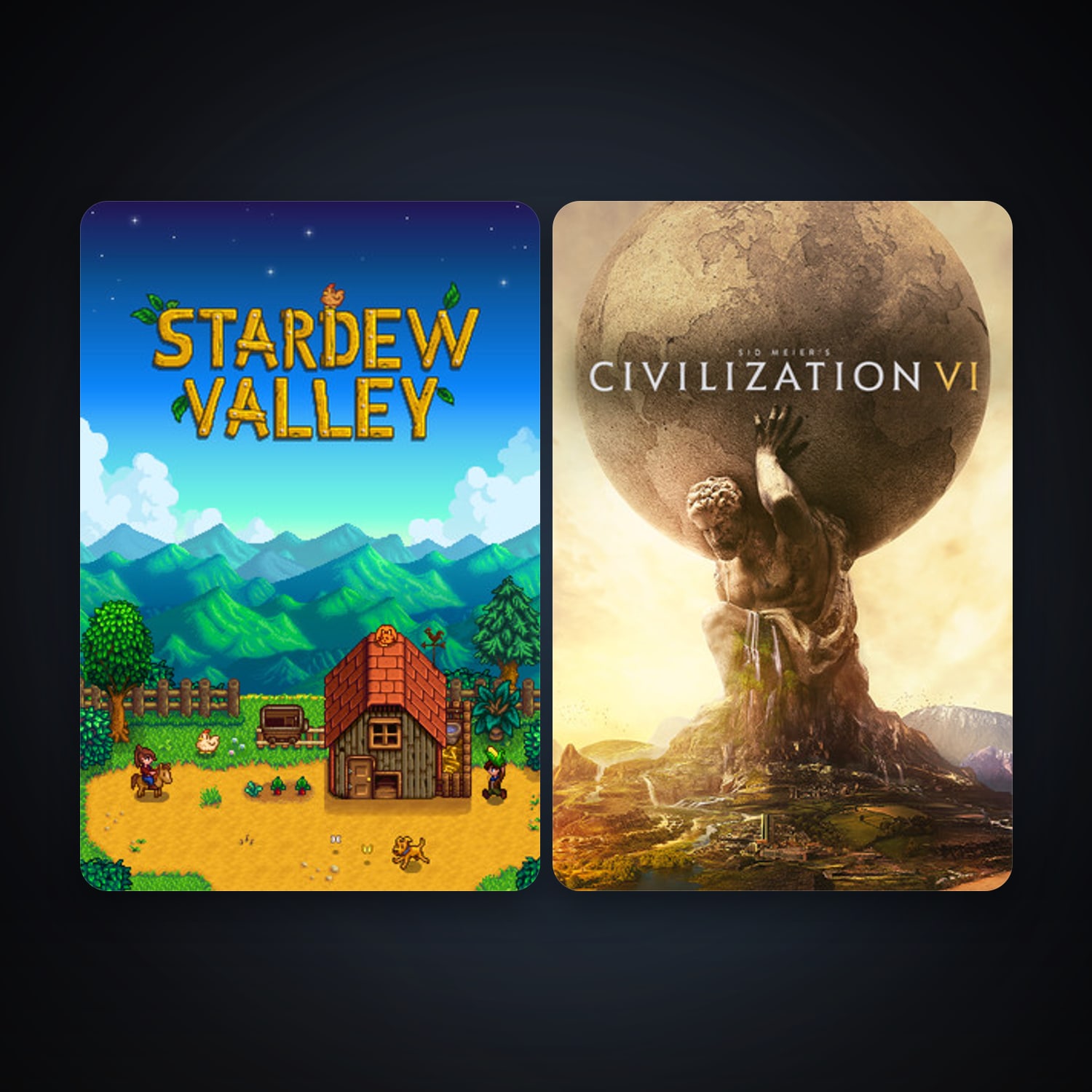 Sid Meier's Civilization VI + Stardew Valley, 3 games, clean — HabibiAccounts