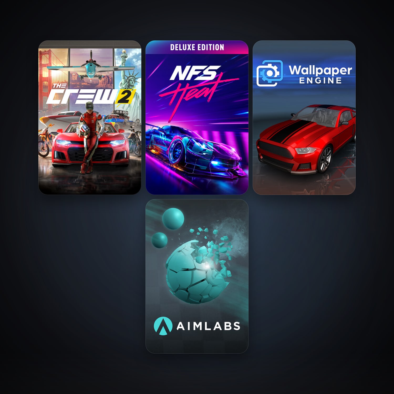 Wallpaper Engine + The Crew 2, 9 games, clean — HabibiAccounts