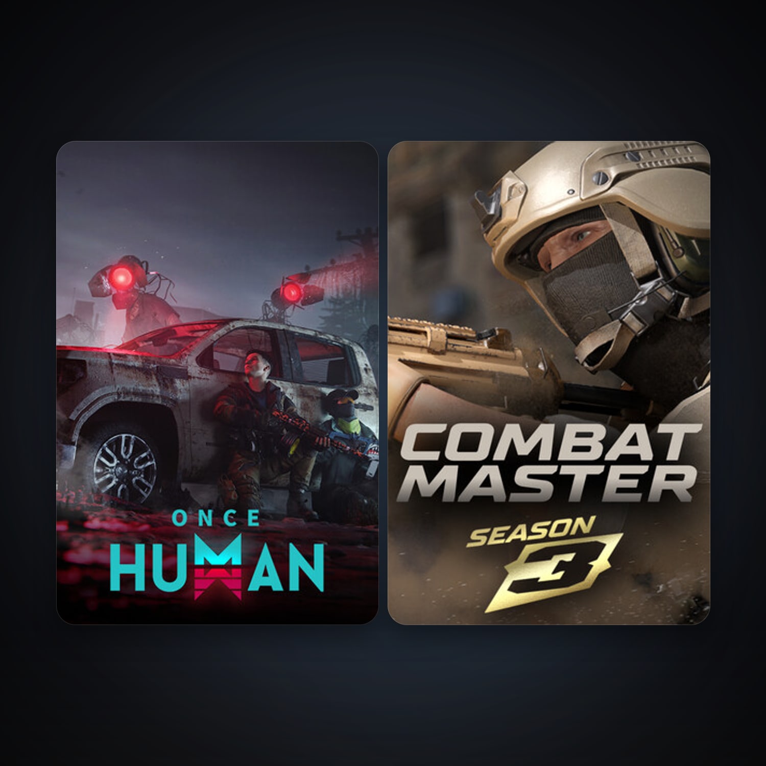 Once Human + Combat Master: Season 1, 5 games, clean — HabibiAccounts