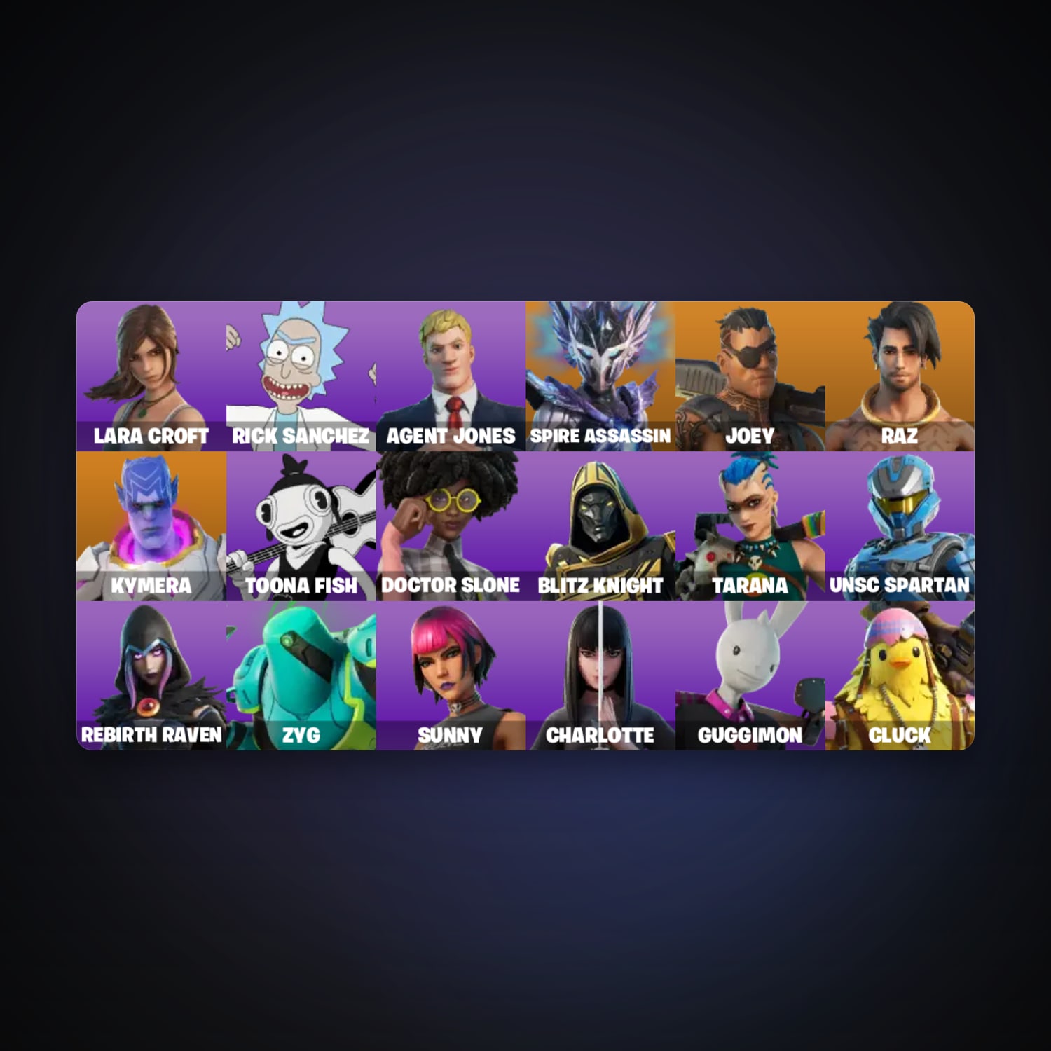 حساب فورتنايت Spire Assassin وJoey، لوكر 20 سكن، 50 فيبوكس، لفل 548، 38 فوز — HabibiAccounts