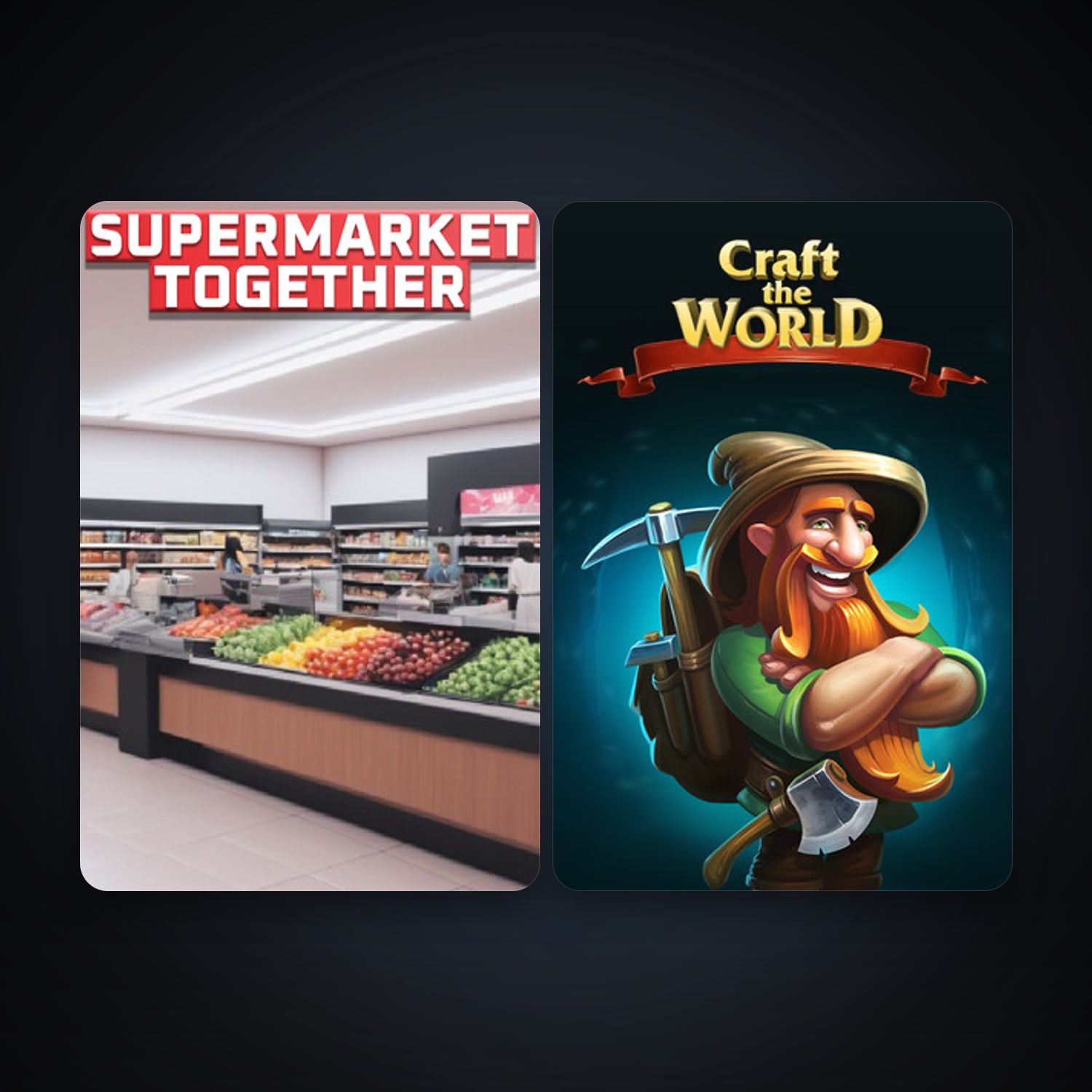 Craft The World + Supermarket Together, 2 games, clean — HabibiAccounts