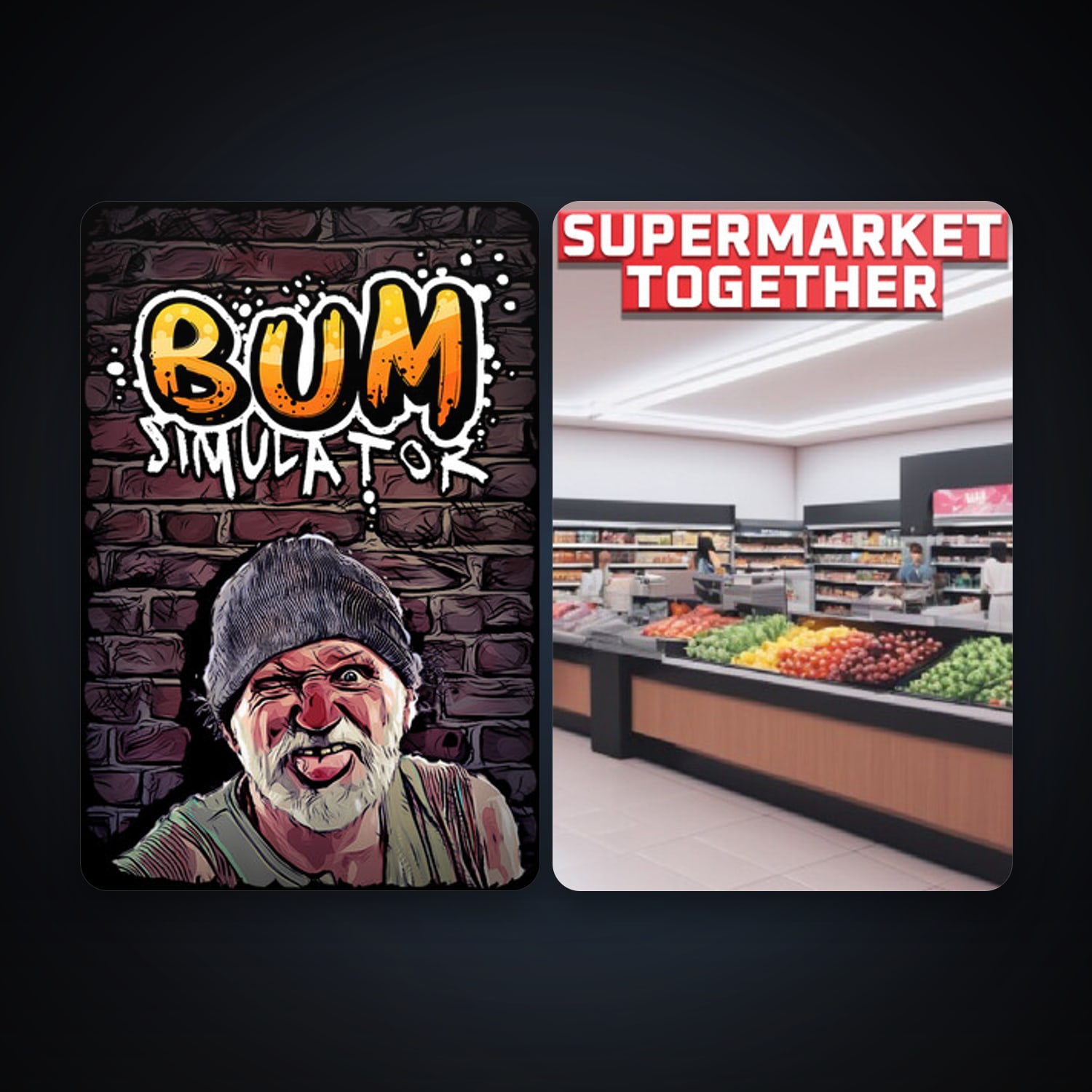 Bum Simulator + Supermarket Together, 15 games, clean — HabibiAccounts
