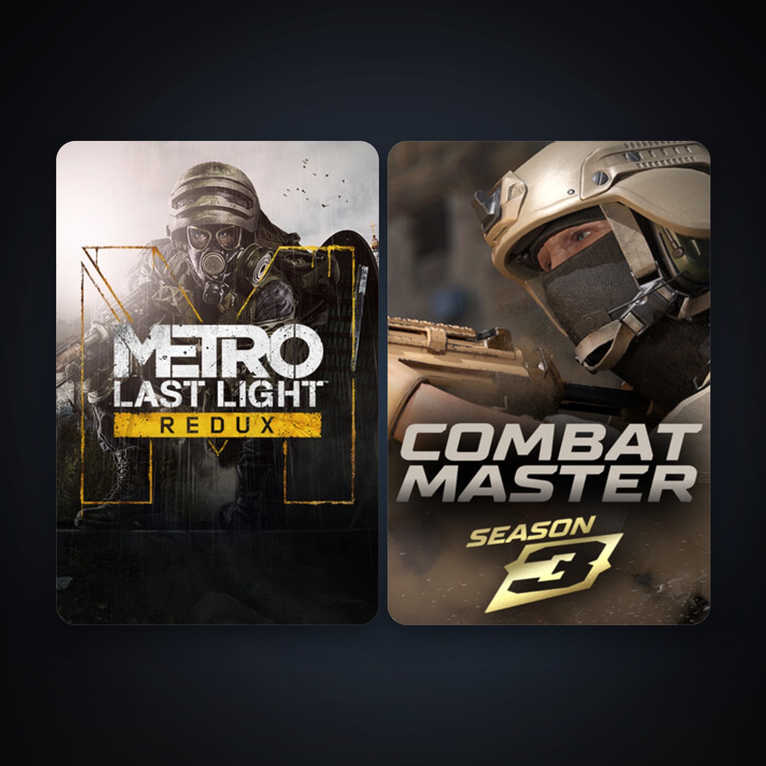 Metro: Last Light Redux + Combat Master: Season 1, 9 games, clean — HabibiAccounts