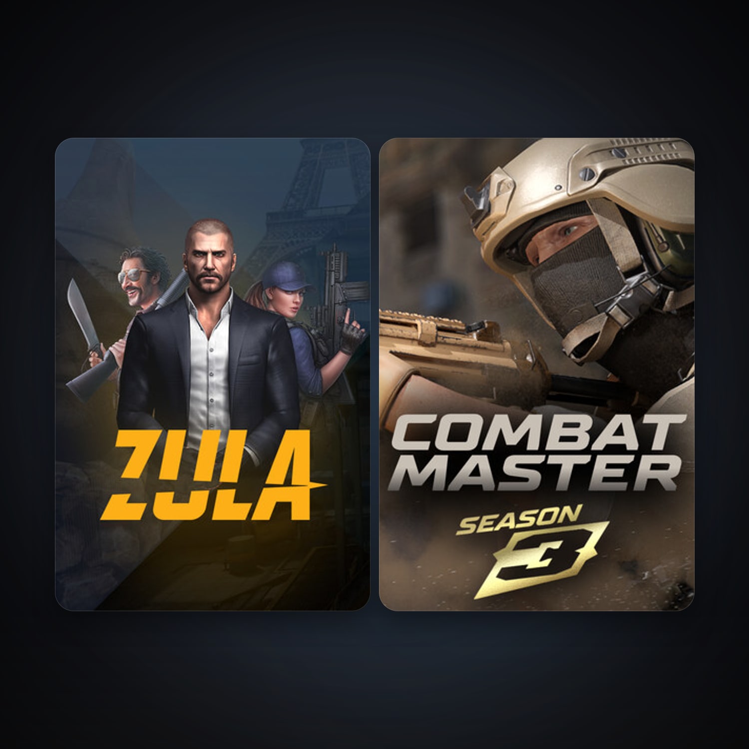 Zula Global + Combat Master: Season 1, 2 games, clean — HabibiAccounts
