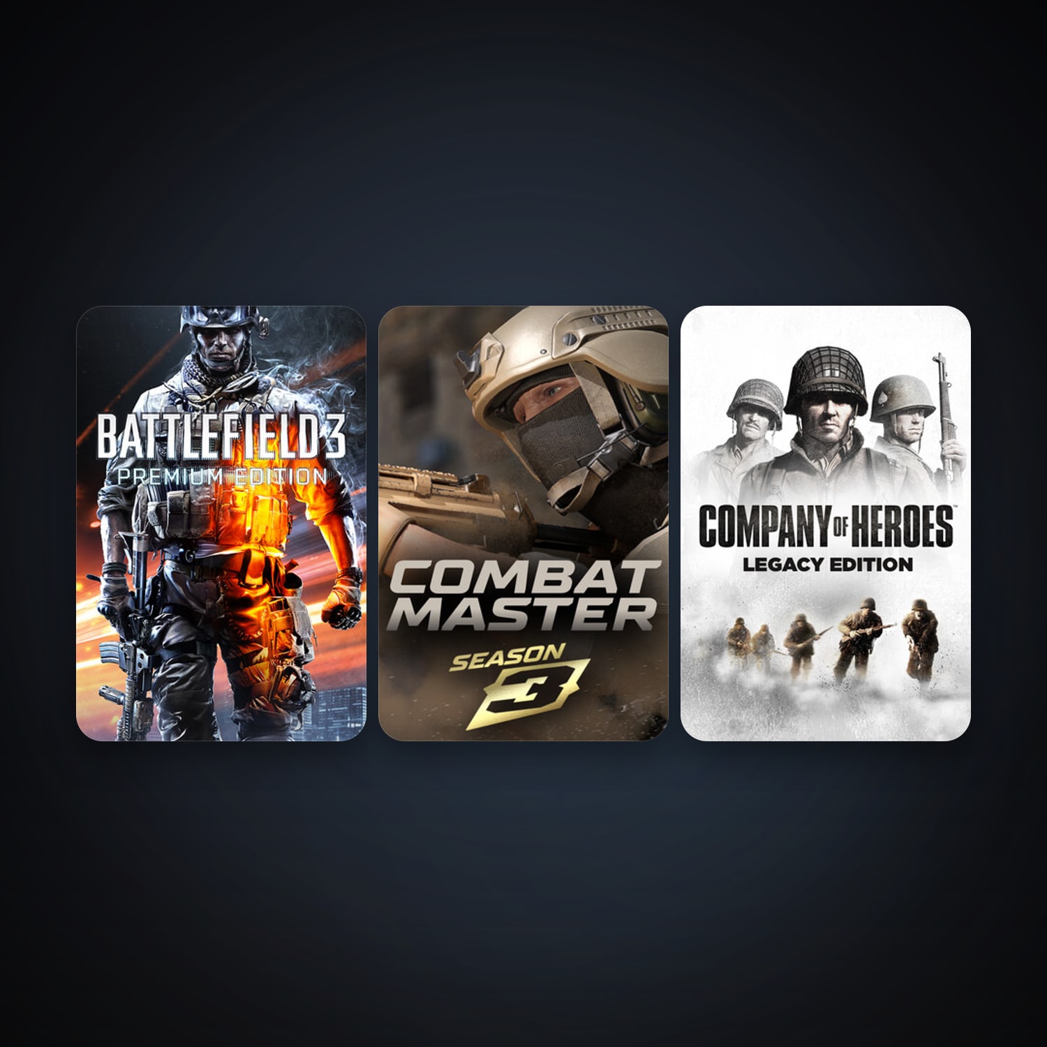 Company of Heroes + Battlefield 3, 5 games, clean — HabibiAccounts