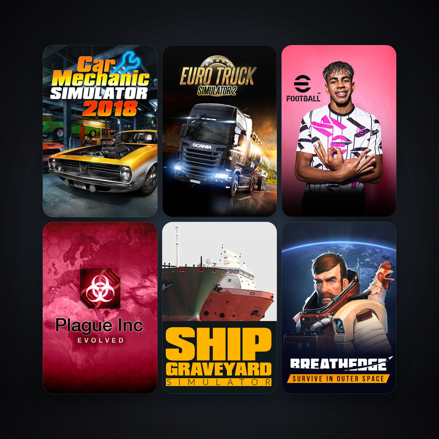 Euro Truck Simulator 2 + Plague Inc: Evolved, 11 games, clean — HabibiAccounts