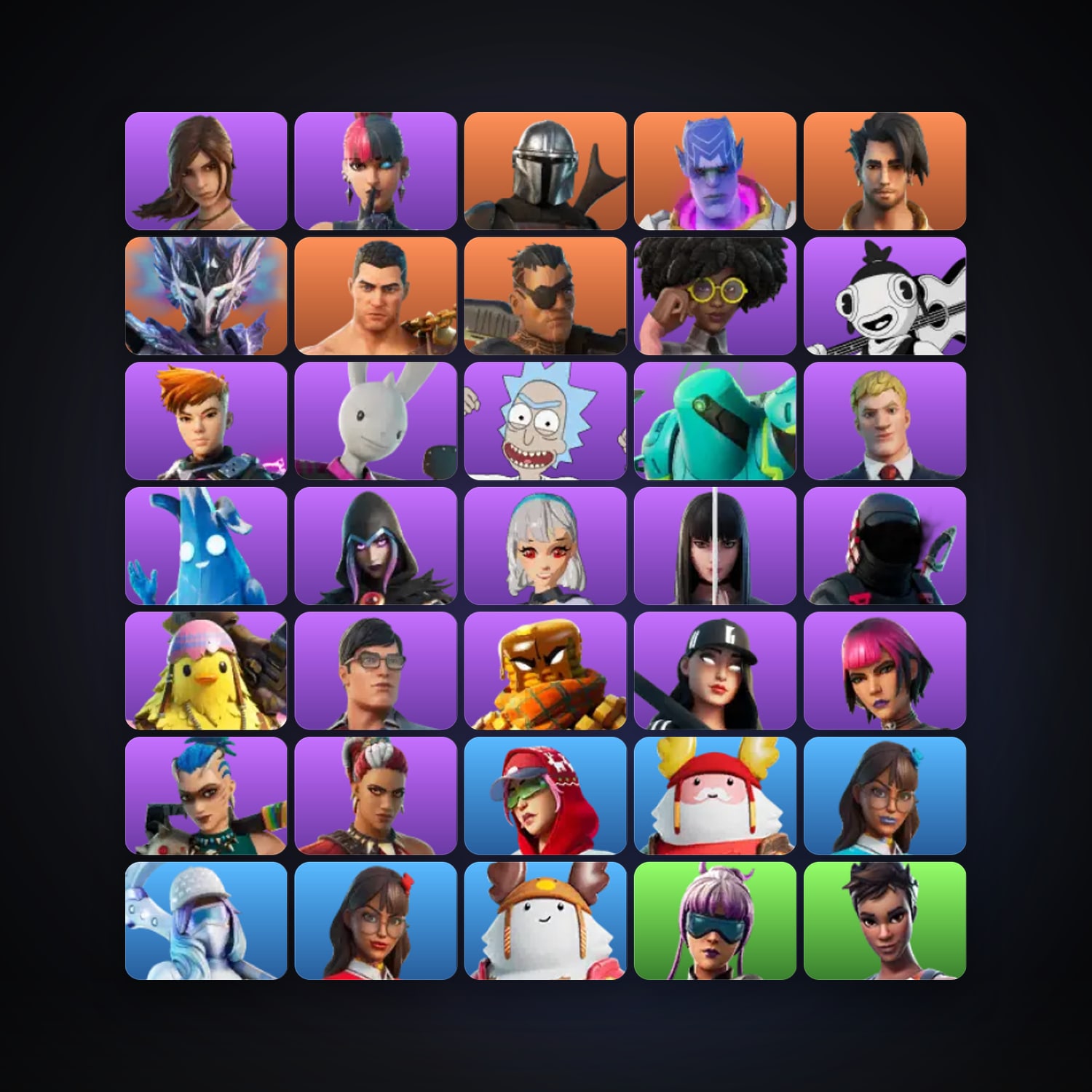 حساب فورتنايت Kymera وRaz، لوكر 35 سكن، 650 فيبوكس، لفل 1183، 85 فوز — HabibiAccounts