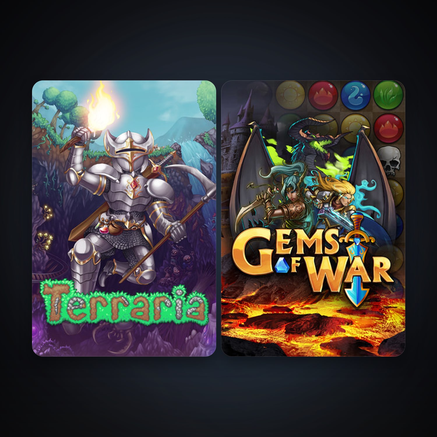 Terraria + Gems of War - Puzzle RPG, 17 games, clean — HabibiAccounts