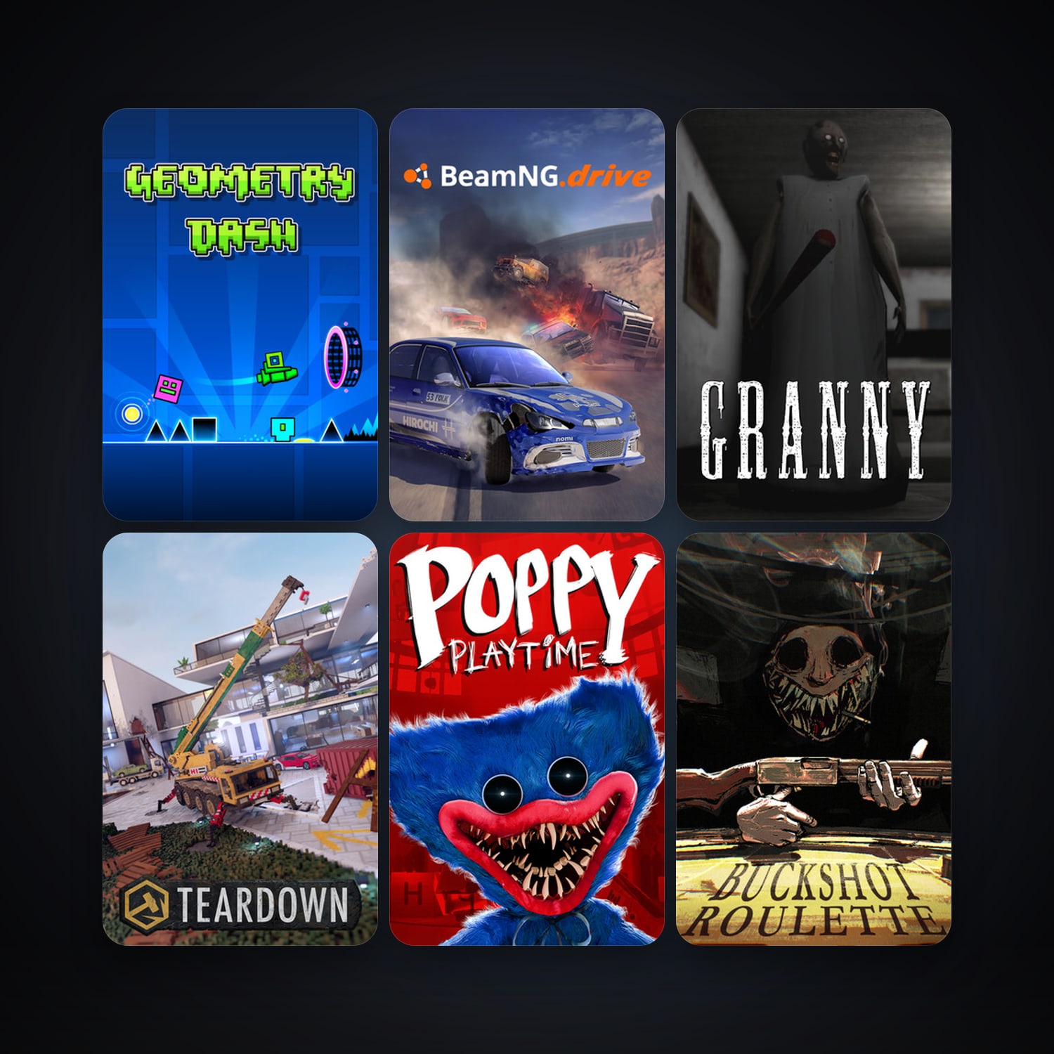 BeamNG.drive + Geometry Dash, 20 games, clean — HabibiAccounts