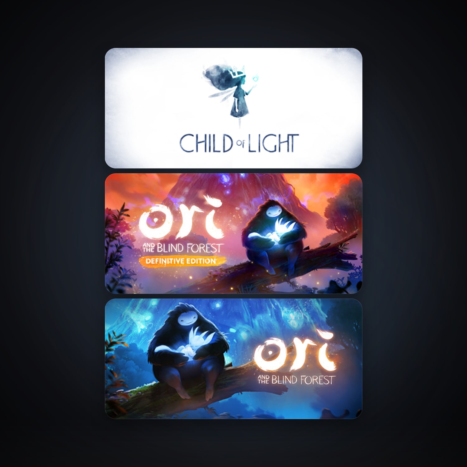 Child of Light + Ori and the Blind Forest, 4 games, clean — HabibiAccounts