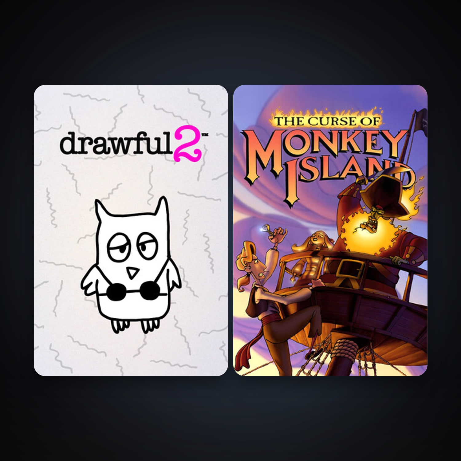 Drawful 2 + The Curse of Monkey Island, 4 games, clean — HabibiAccounts