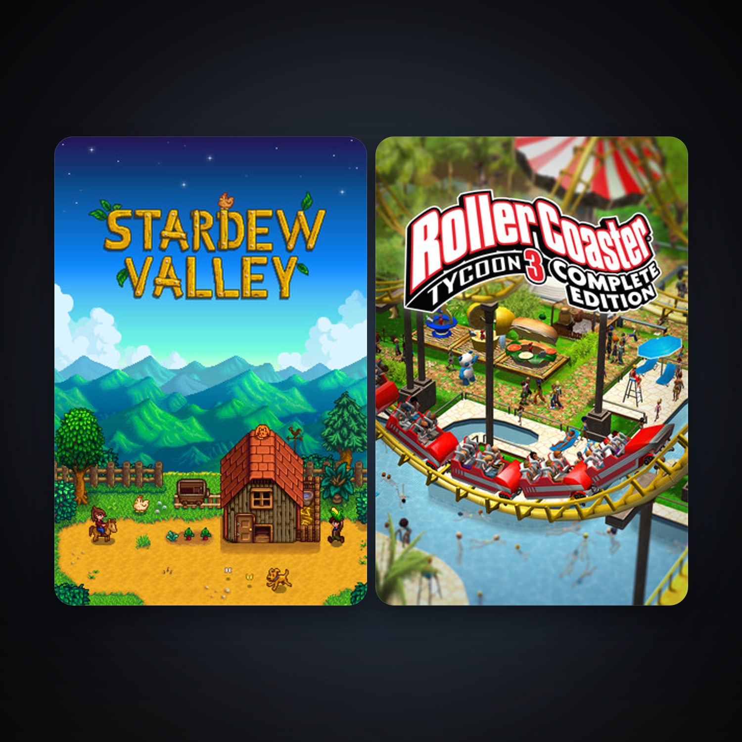 Stardew Valley + RollerCoaster Tycoon 3: Complete Edition, 3 games, clean — HabibiAccounts