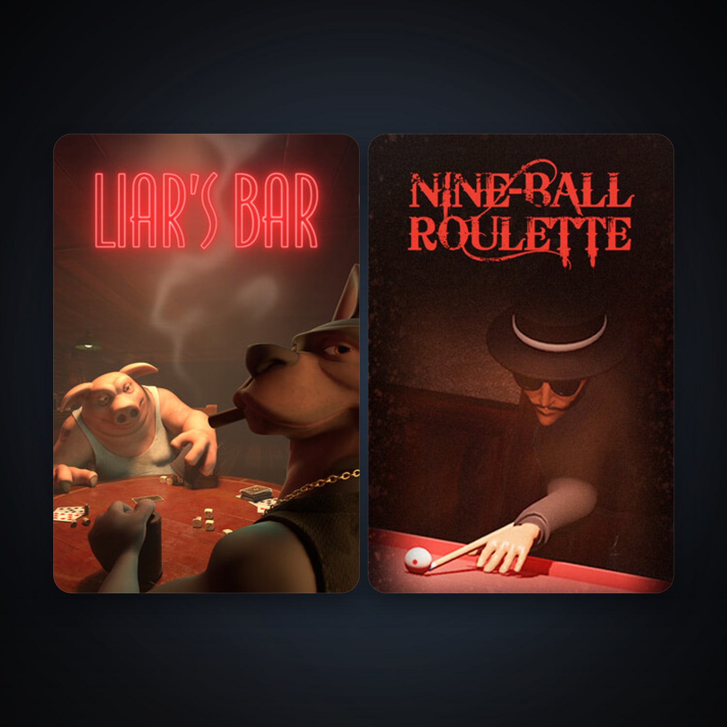 Liar's Bar + Nine-Ball Roulette, 4 games, clean — HabibiAccounts