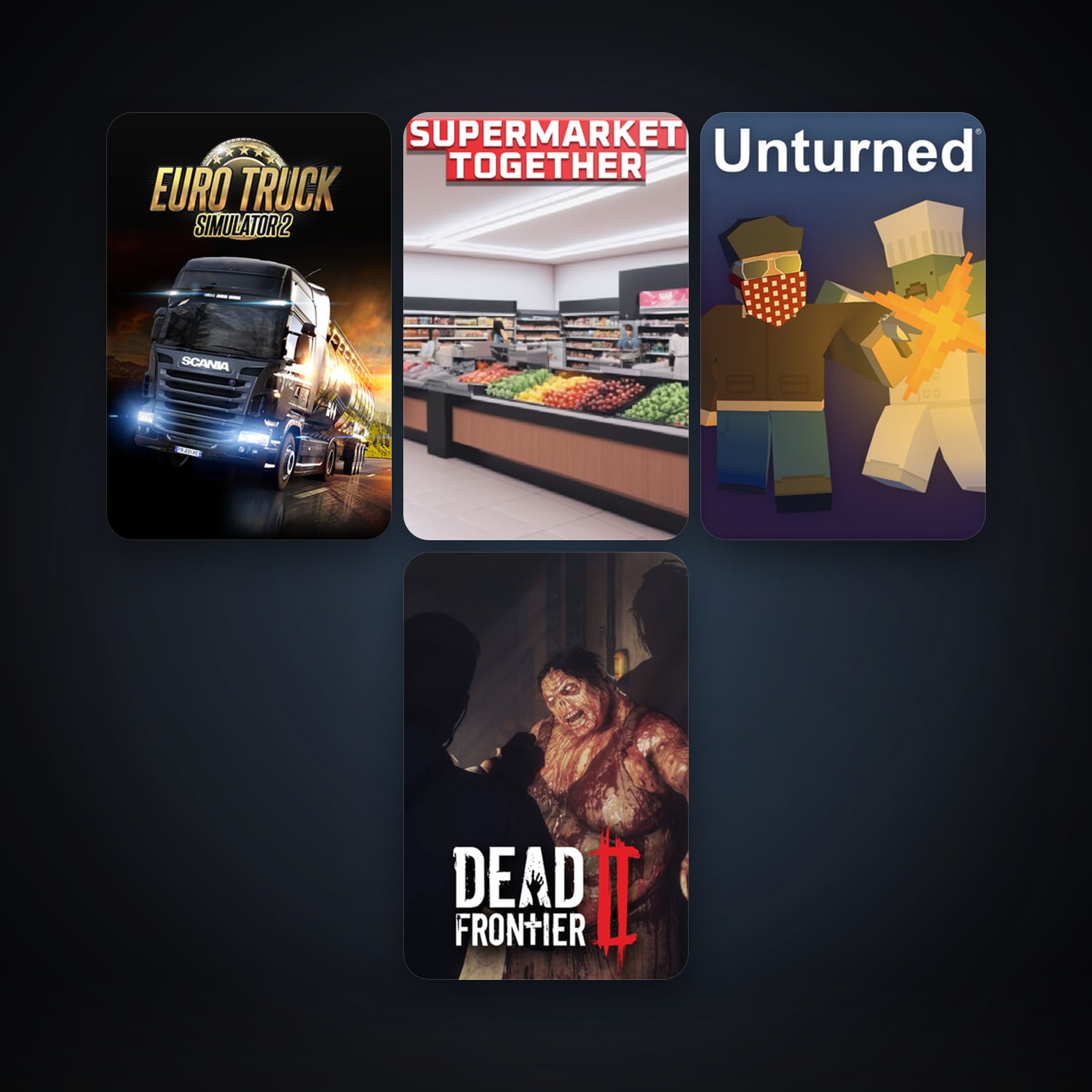 Euro Truck Simulator 2 + Unturned, 12 games, clean — HabibiAccounts