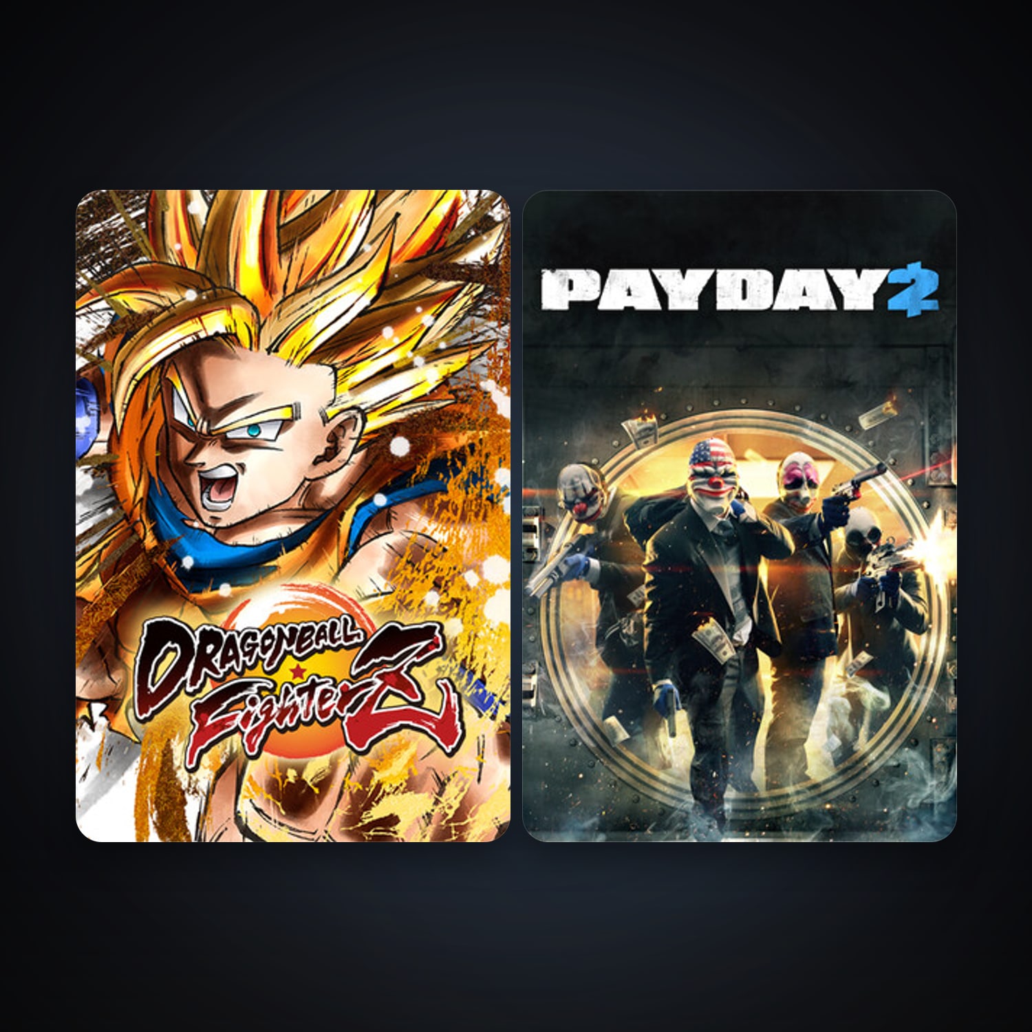 PAYDAY 2 + DRAGON BALL FighterZ, 7 games, clean — HabibiAccounts