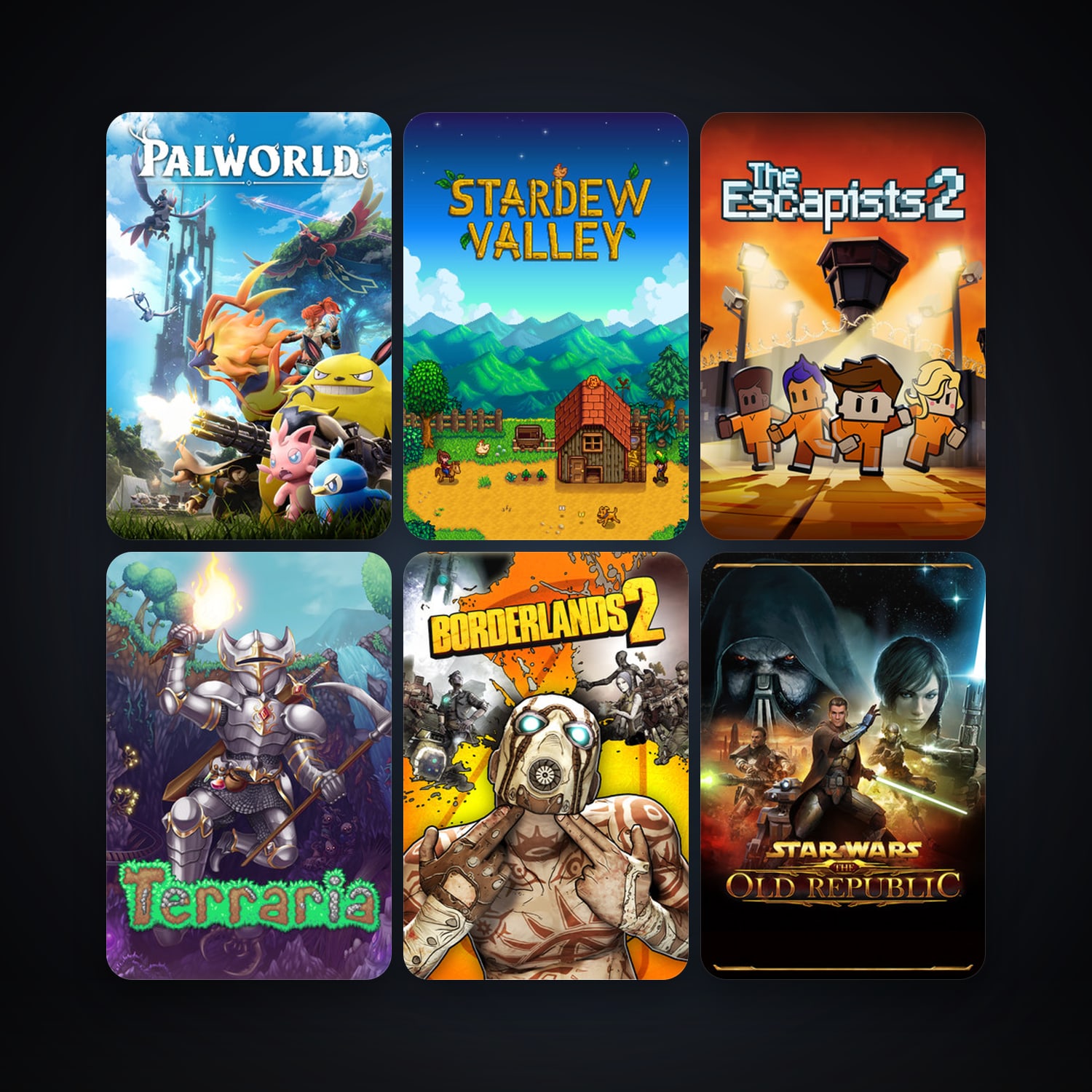 Borderlands 2 + Terraria, 8 games, clean — HabibiAccounts