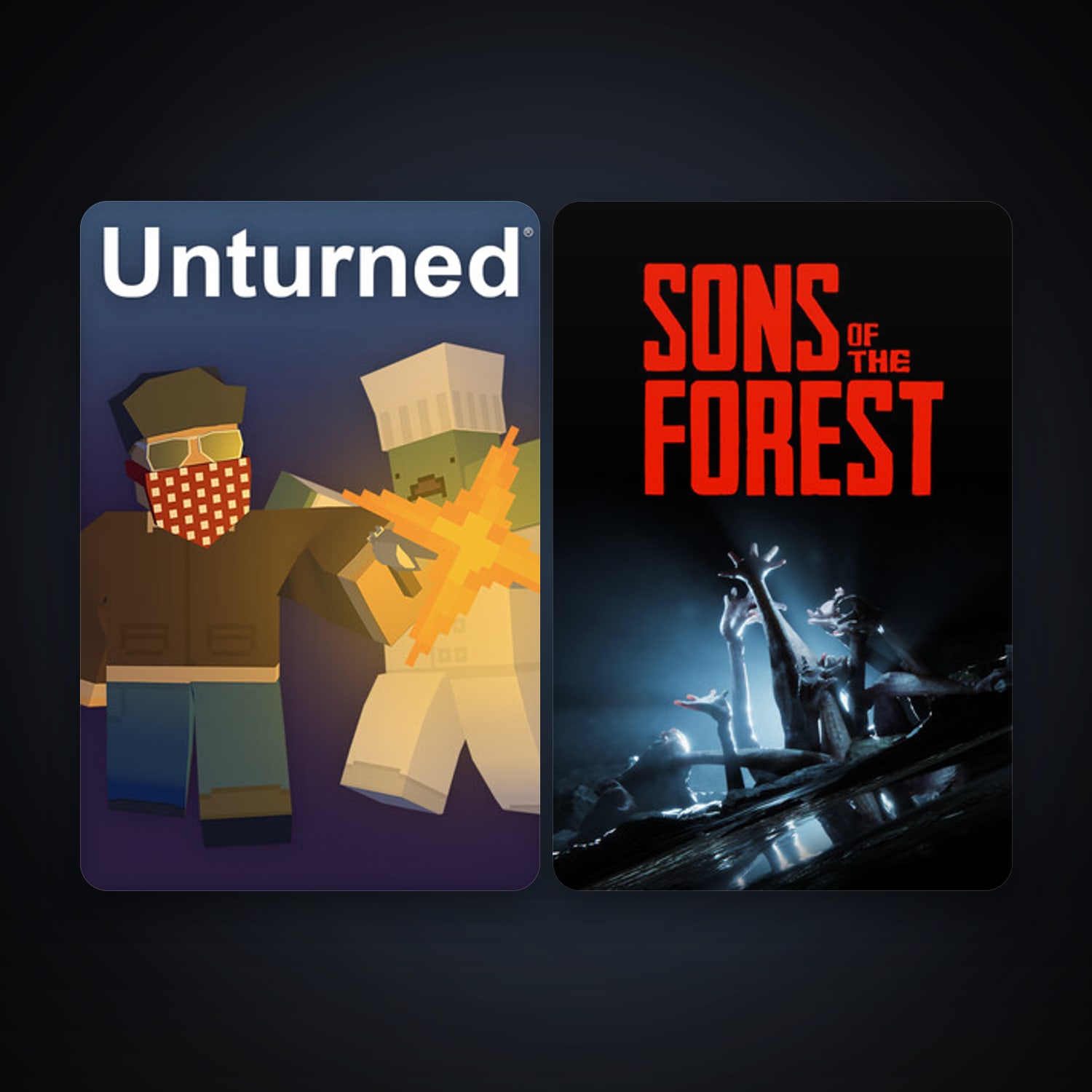 Unturned + Sons Of The Forest, 2 games, clean — HabibiAccounts