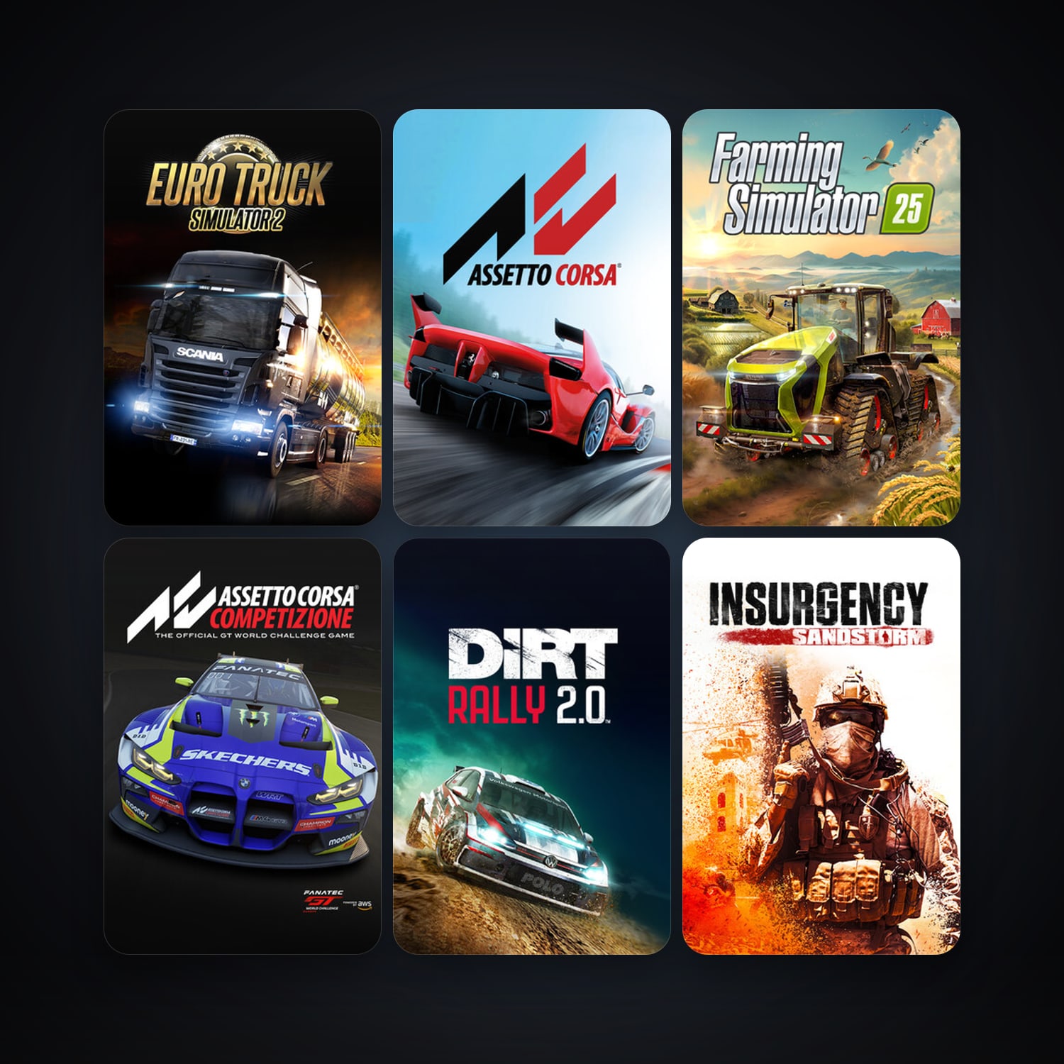 Euro Truck Simulator 2 + Assetto Corsa, 70 games, Steam 10, clean — HabibiAccounts