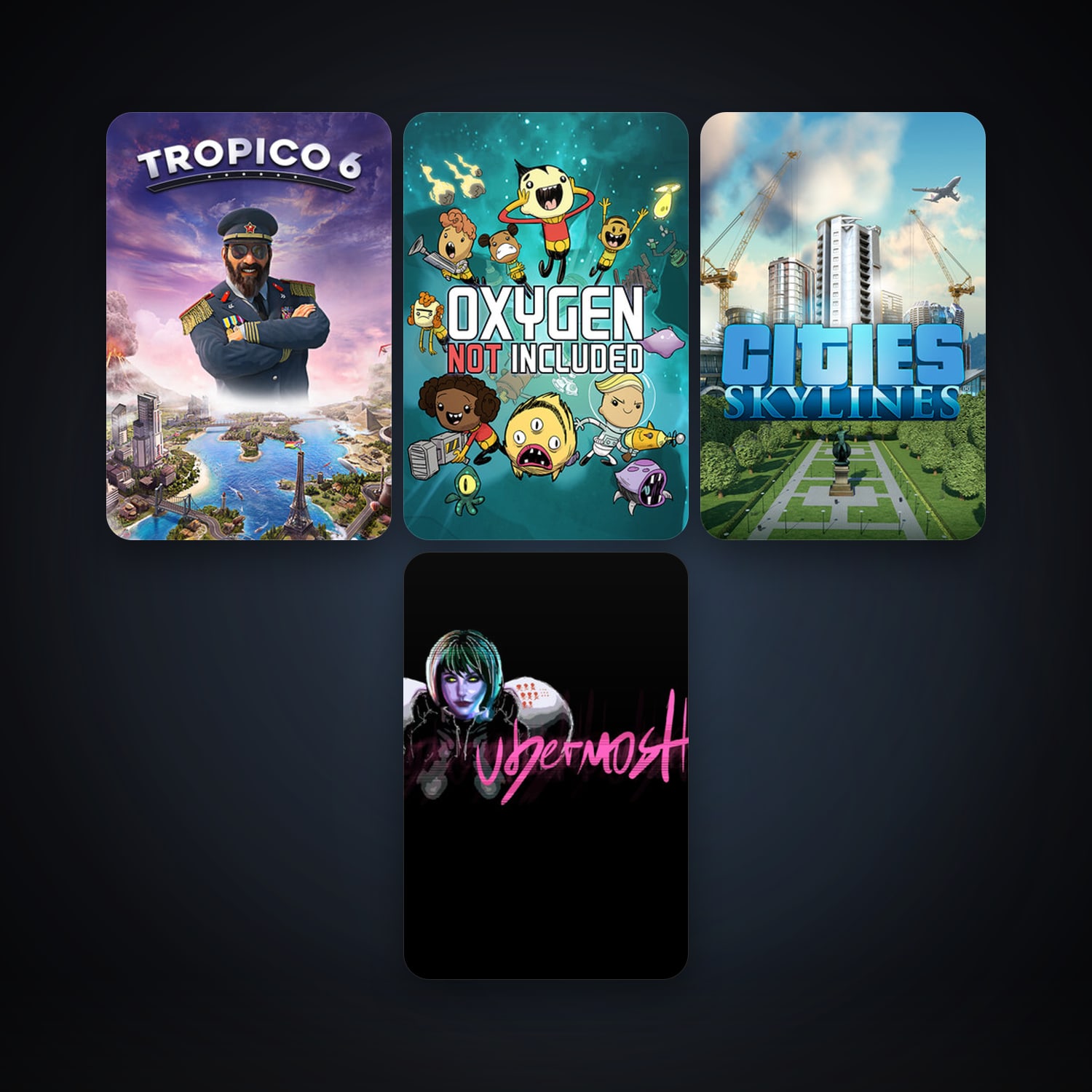 Cities: Skylines + UBERMOSH, 11 games, clean — HabibiAccounts