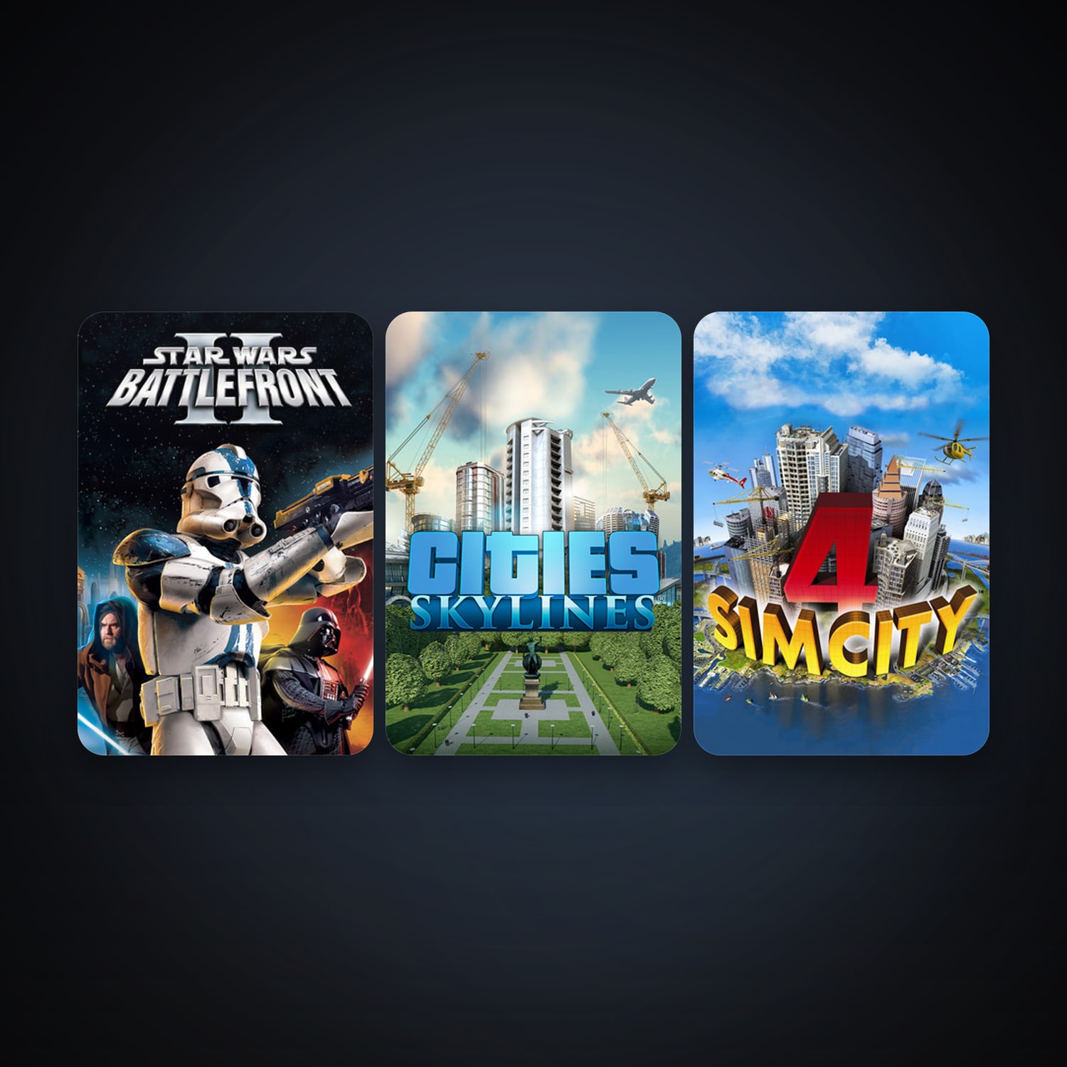 Star Wars: Battlefront 2 (Classic, 2005) + SimCity 4 Deluxe Edition, 3 games, clean — HabibiAccounts