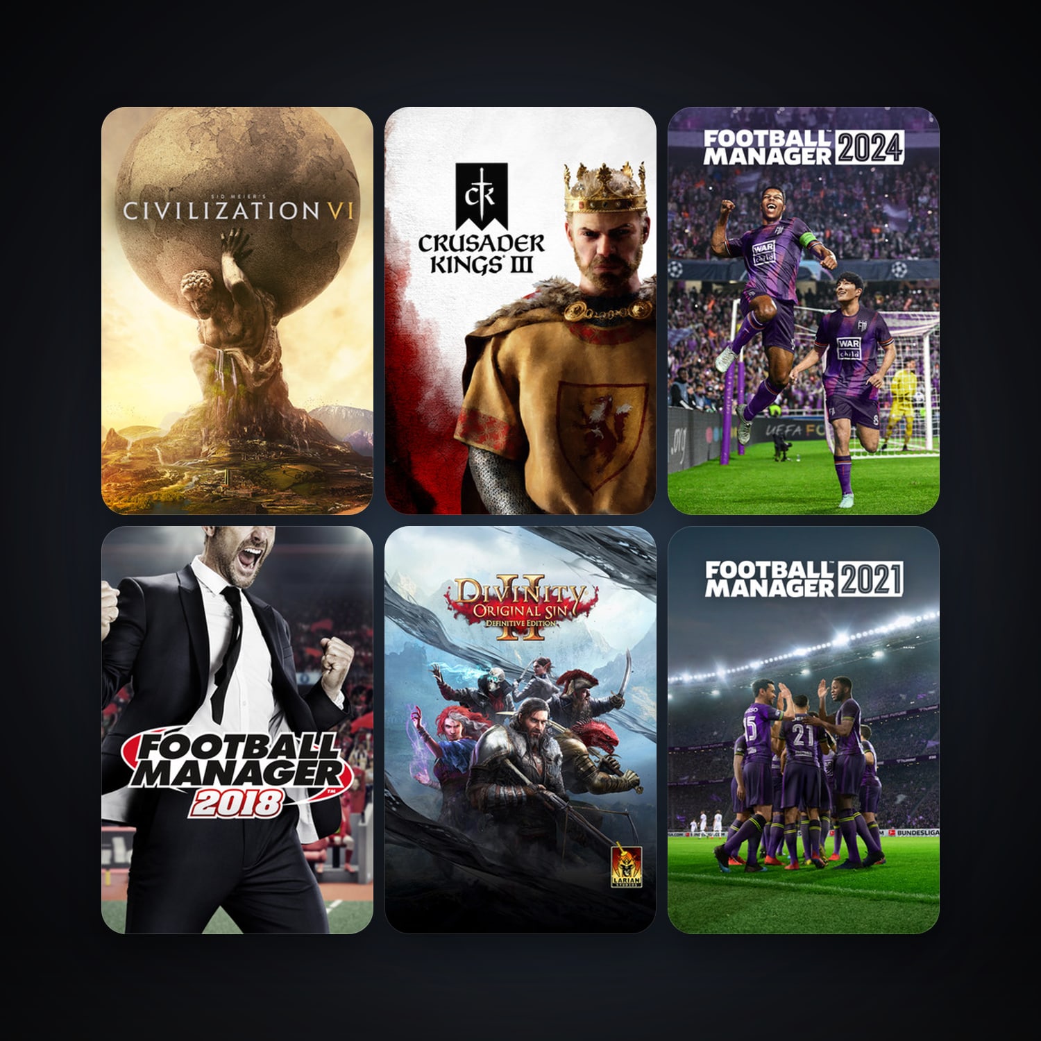 Football Manager 2014 + Sid Meier's Civilization VI, 40 games, clean — HabibiAccounts