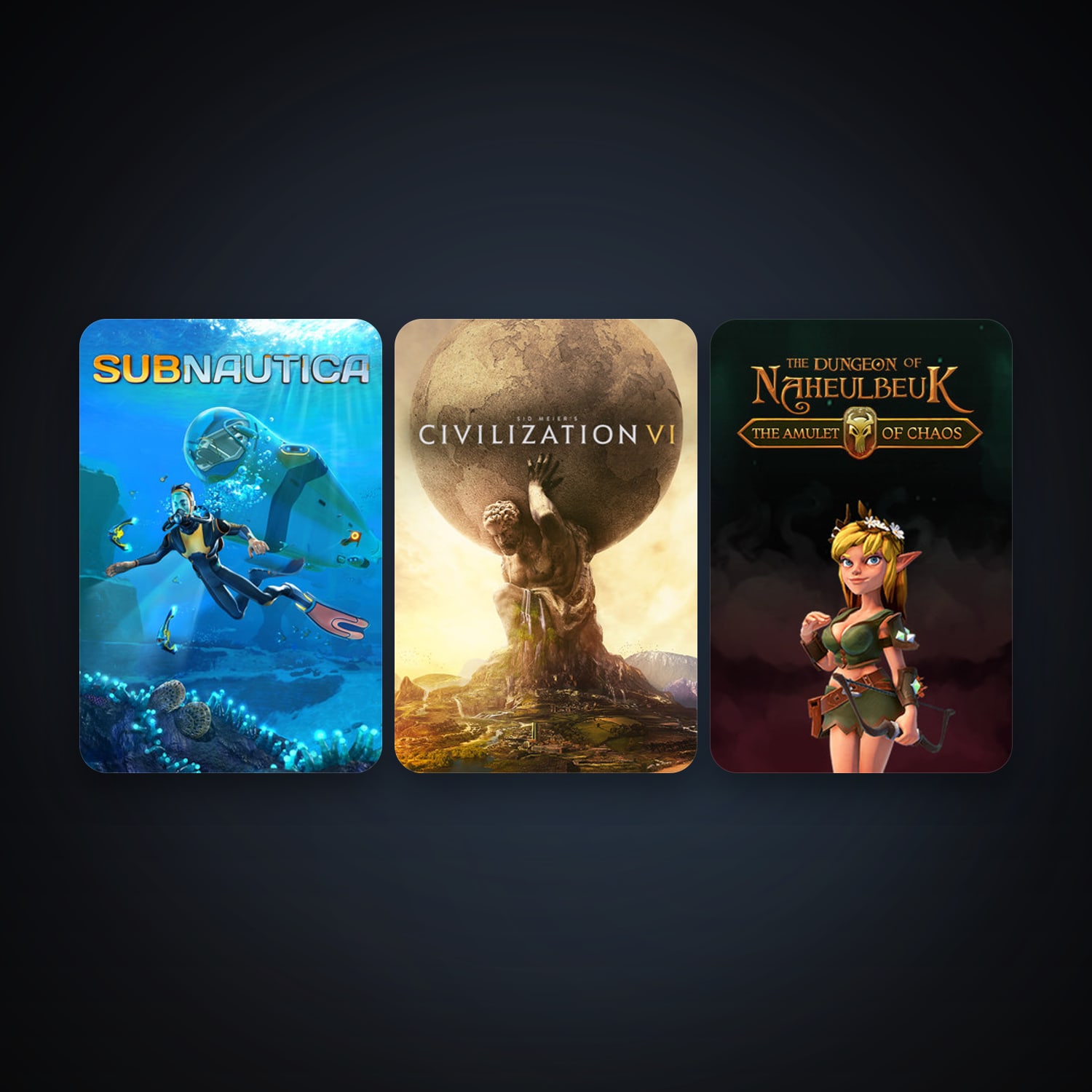 Subnautica + Sid Meier's Civilization VI, 3 games, clean — HabibiAccounts