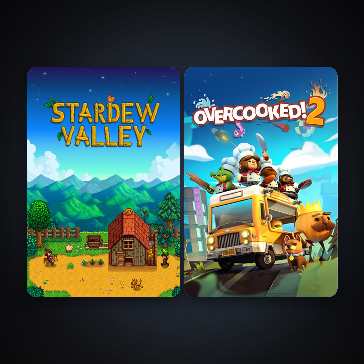 Stardew Valley + Overcooked! 2, 3 games, clean — HabibiAccounts