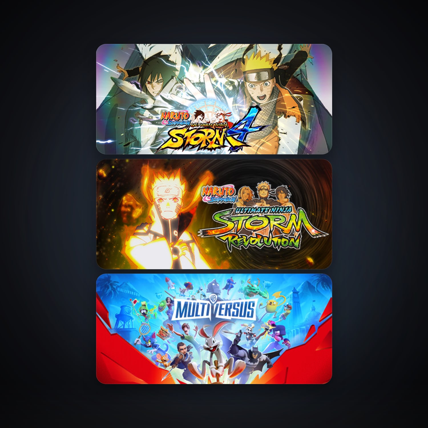 NARUTO SHIPPUDEN: Ultimate Ninja STORM Revolution + NARUTO SHIPPUDEN: Ultimate Ninja STORM 4, 8 games, clean — HabibiAccounts
