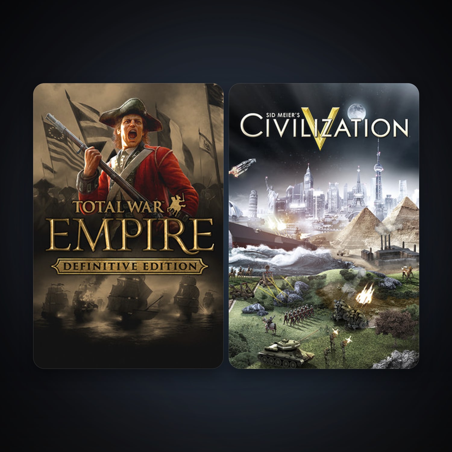 Sid Meier's Civilization V + Empire: Total War, 2 games, clean — HabibiAccounts
