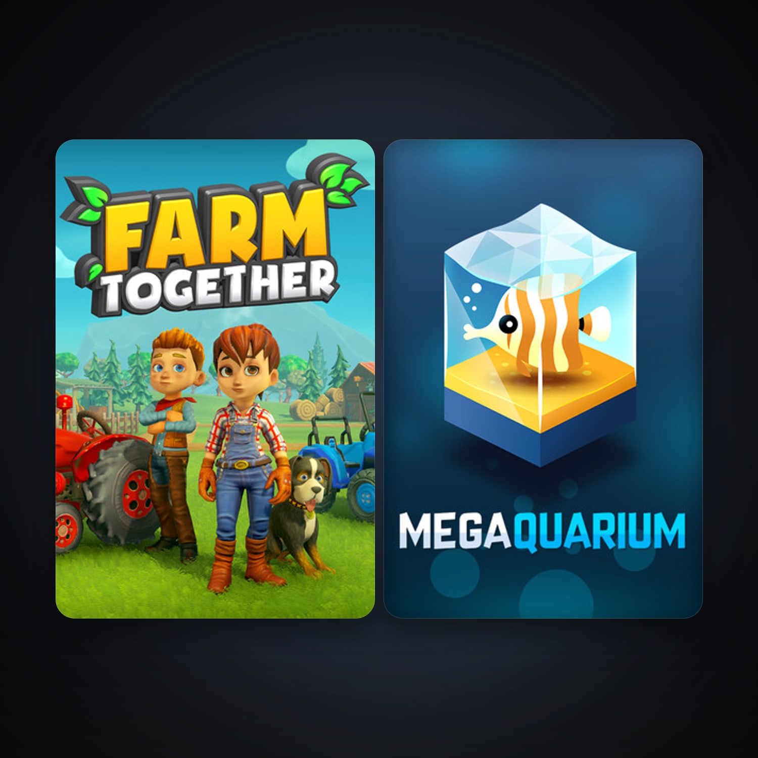 Megaquarium + Farm Together, 2 games, clean — HabibiAccounts