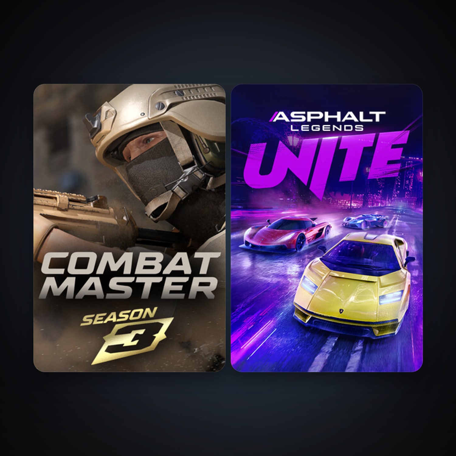 Steam account: Asphalt Legends Unite + Combat Master: Season 1, 7 games, clean — HabibiAccounts