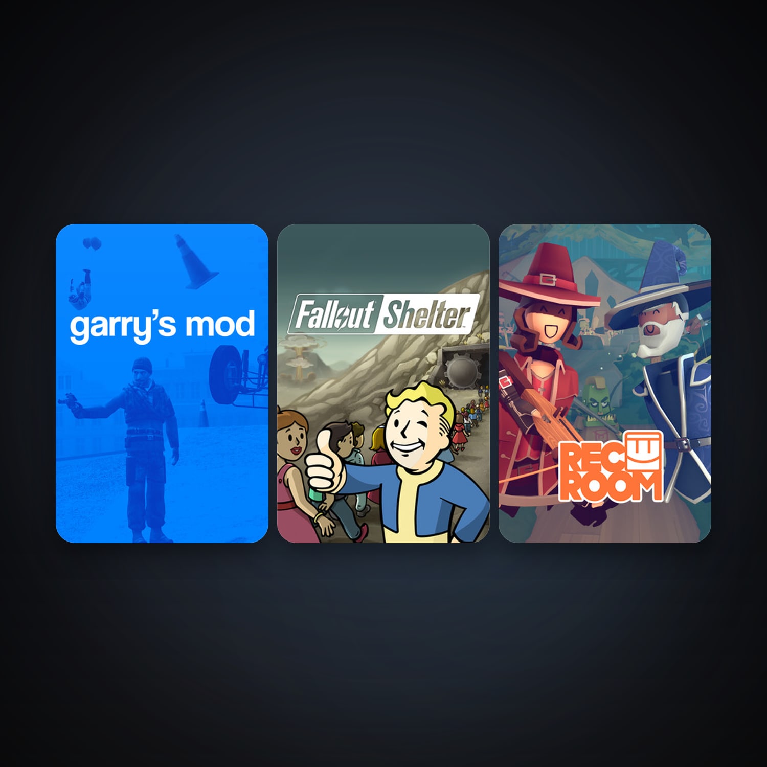 Garry's Mod + Rec Room, 9 games, clean — HabibiAccounts
