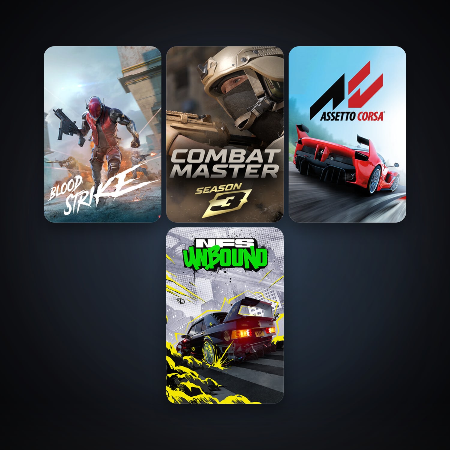 Assetto Corsa + Need for Speed Unbound, 7 games, clean — HabibiAccounts