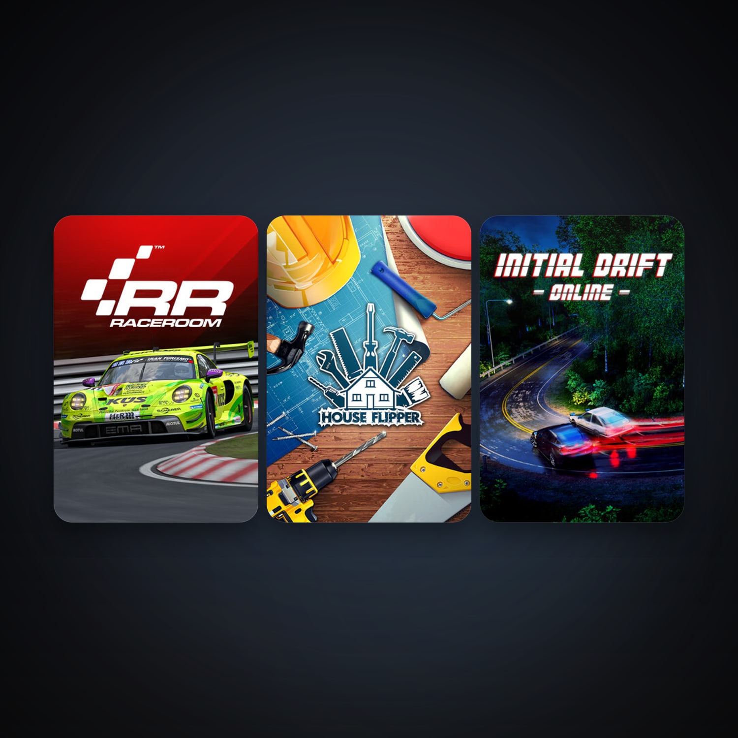 RaceRoom Racing Experience + House Flipper, 4 games, clean — HabibiAccounts