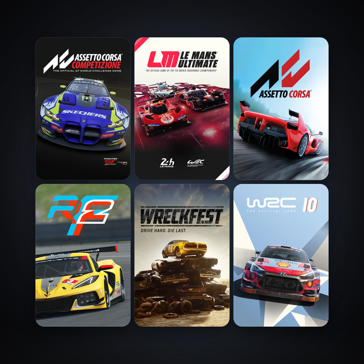 Next Car Game: Wreckfest + Assetto Corsa, 10 games, clean — HabibiAccounts