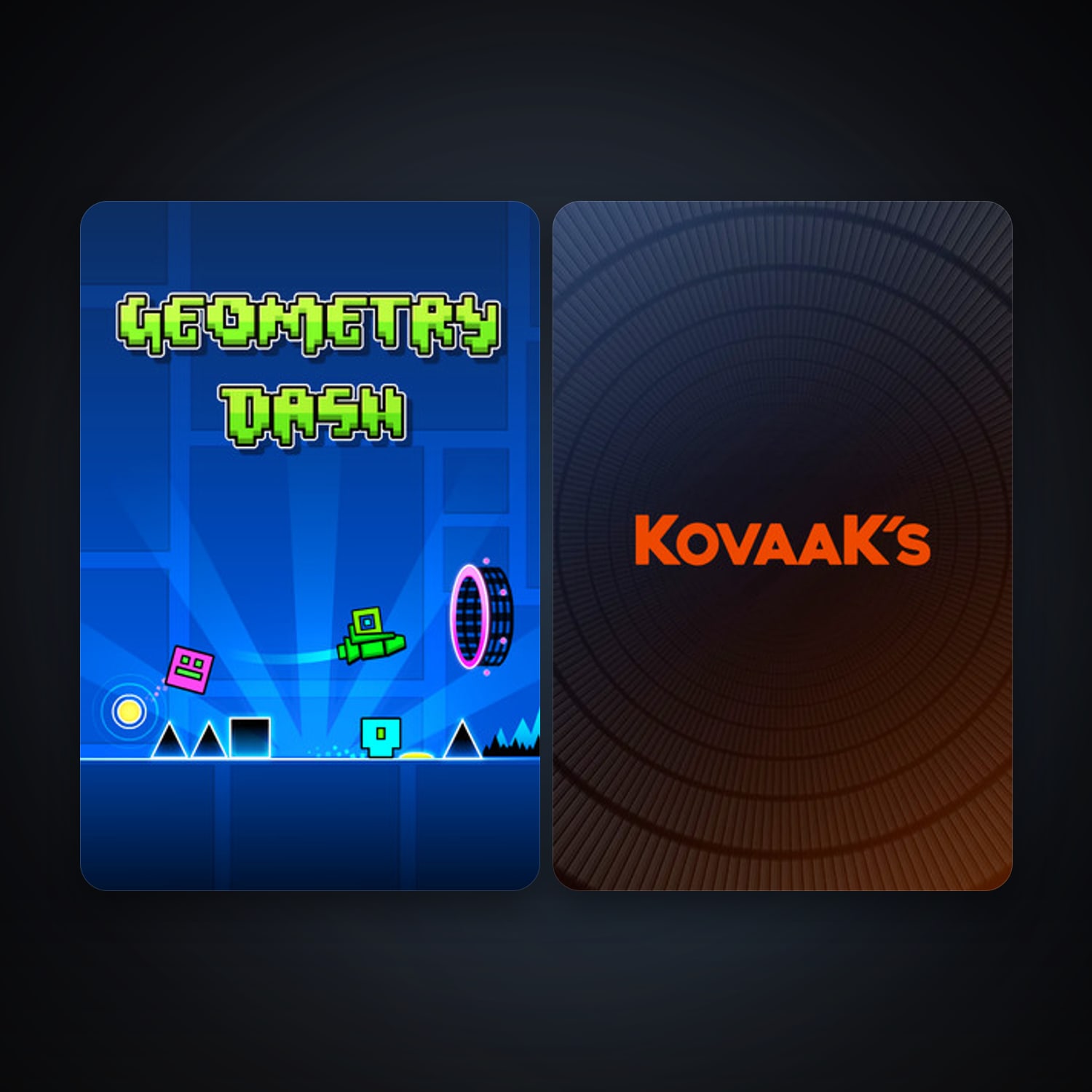 Geometry Dash + KovaaK's FPS Aim Trainer, 4 games, clean — HabibiAccounts