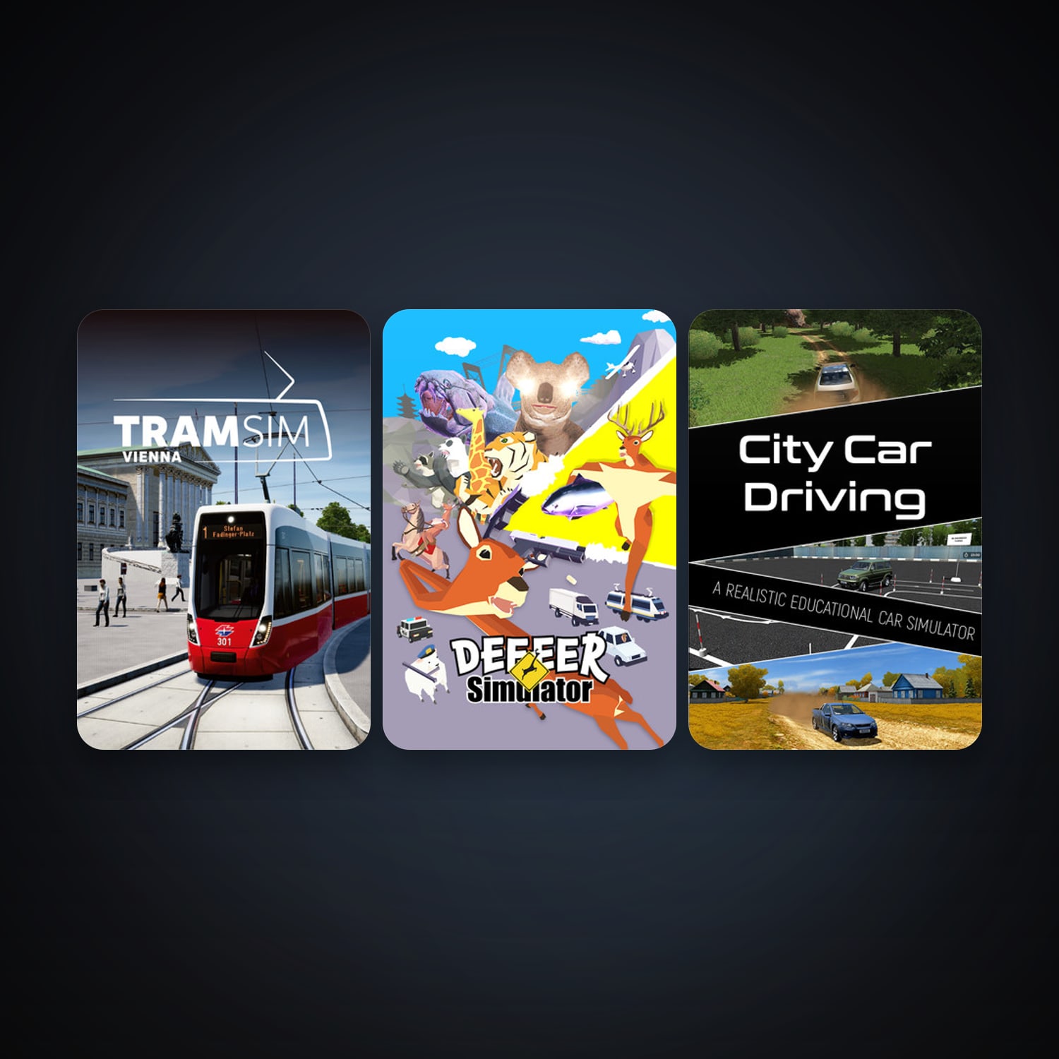 City Car Driving + DEEEER Simulator: Your Average Everyday Deer Game, 5 games, clean — HabibiAccounts
