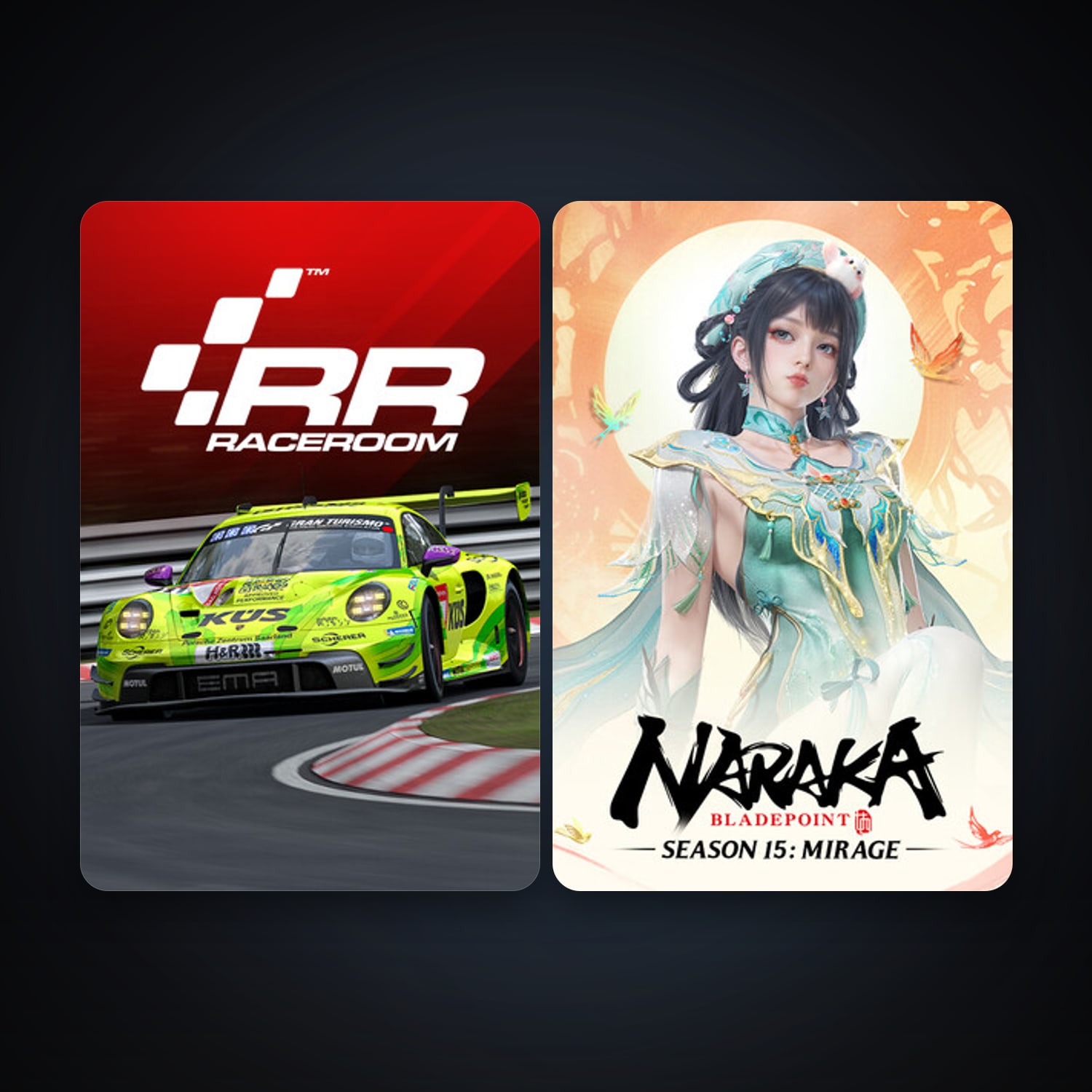 RaceRoom Racing Experience + NARAKA: BLADEPOINT, 4 games, clean — HabibiAccounts