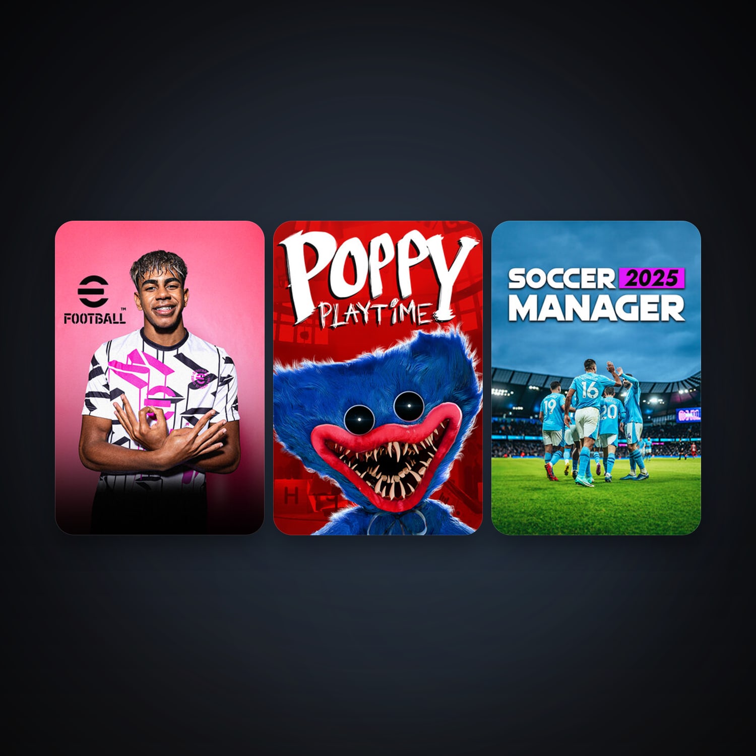 eFootball 2024 + Poppy Playtime, 6 games, clean — HabibiAccounts