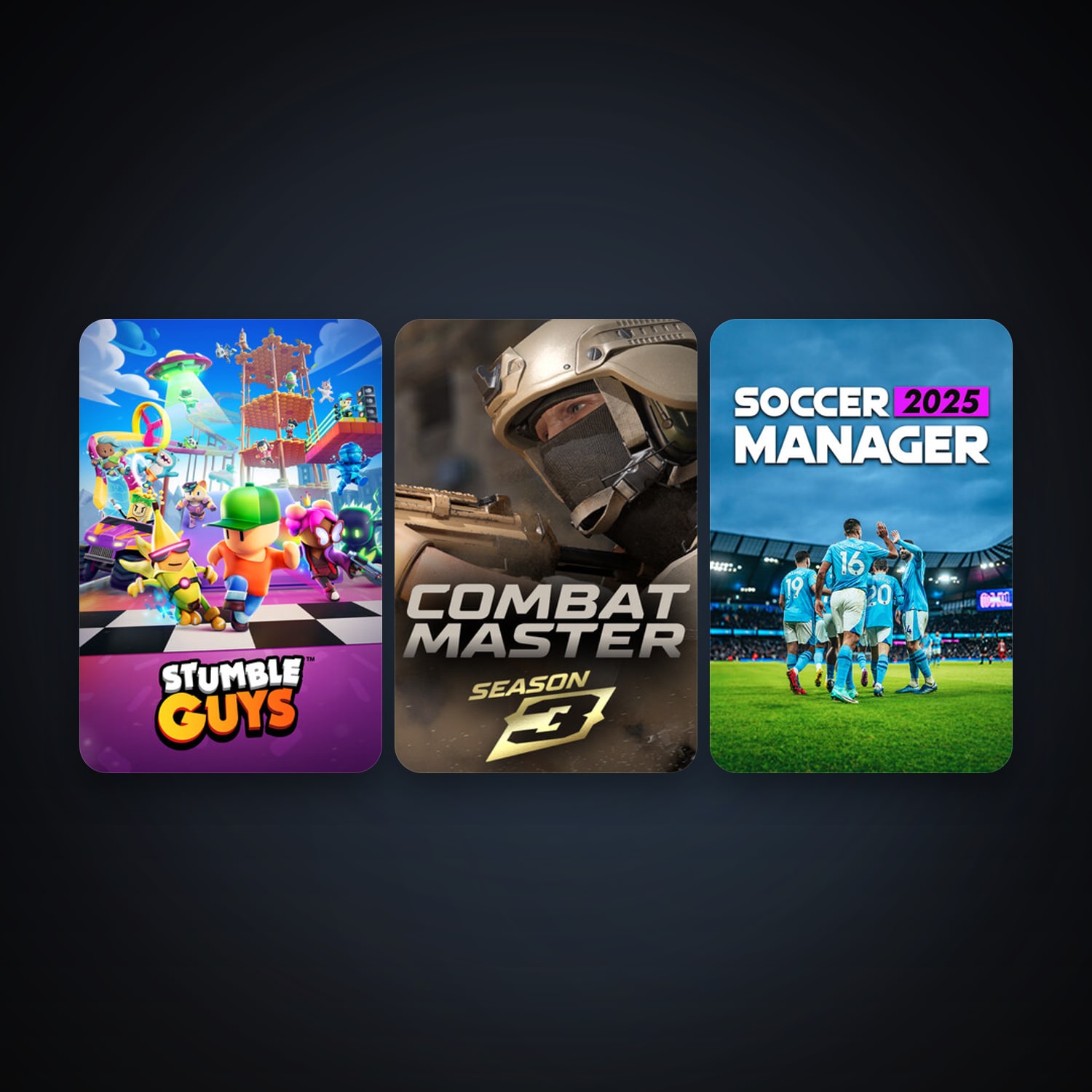 Stumble Guys + Combat Master: Season 1, 9 games, clean — HabibiAccounts