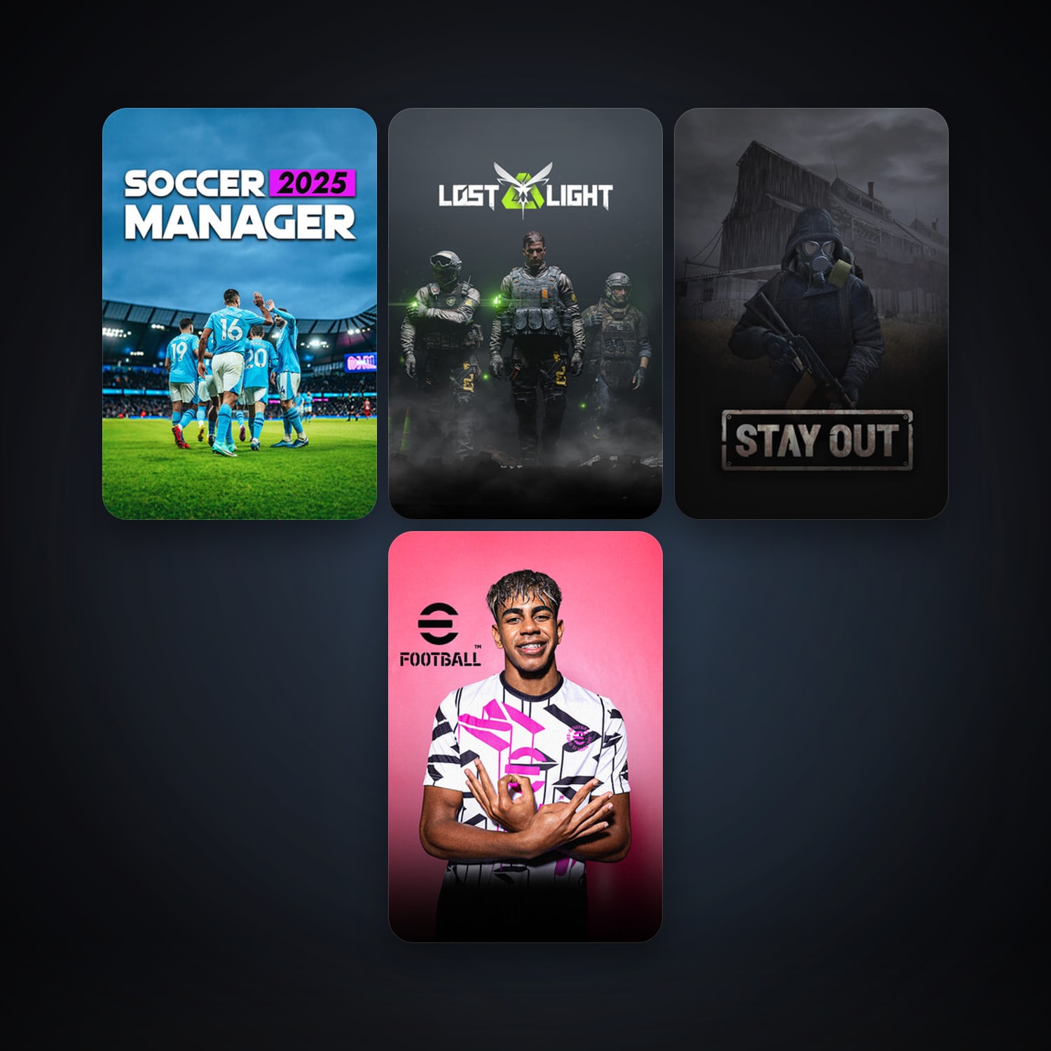 Stay Out + eFootball 2024, 15 games, clean — HabibiAccounts