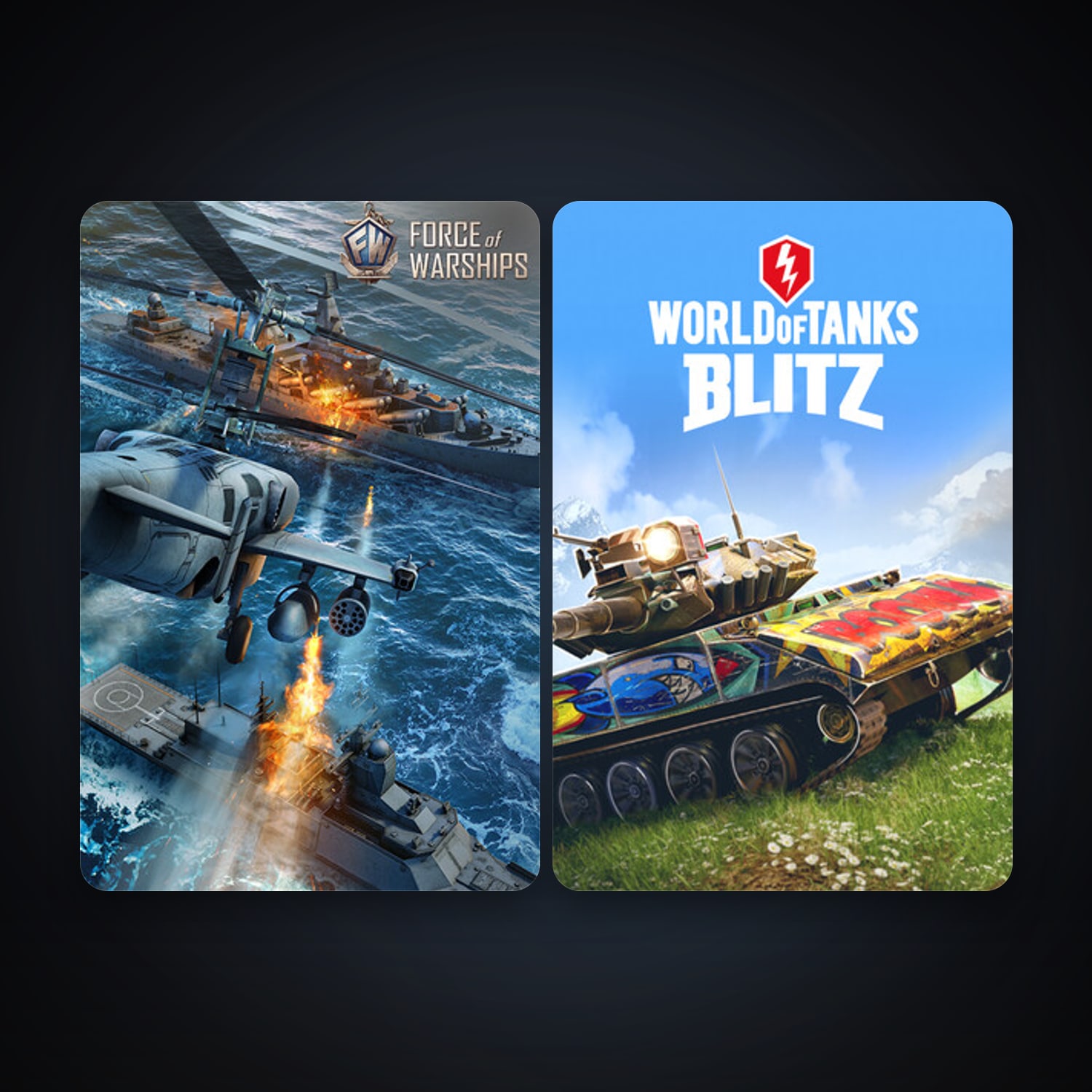 World of Tanks Blitz + Force of Warships: Battleship Games, 3 games, clean — HabibiAccounts