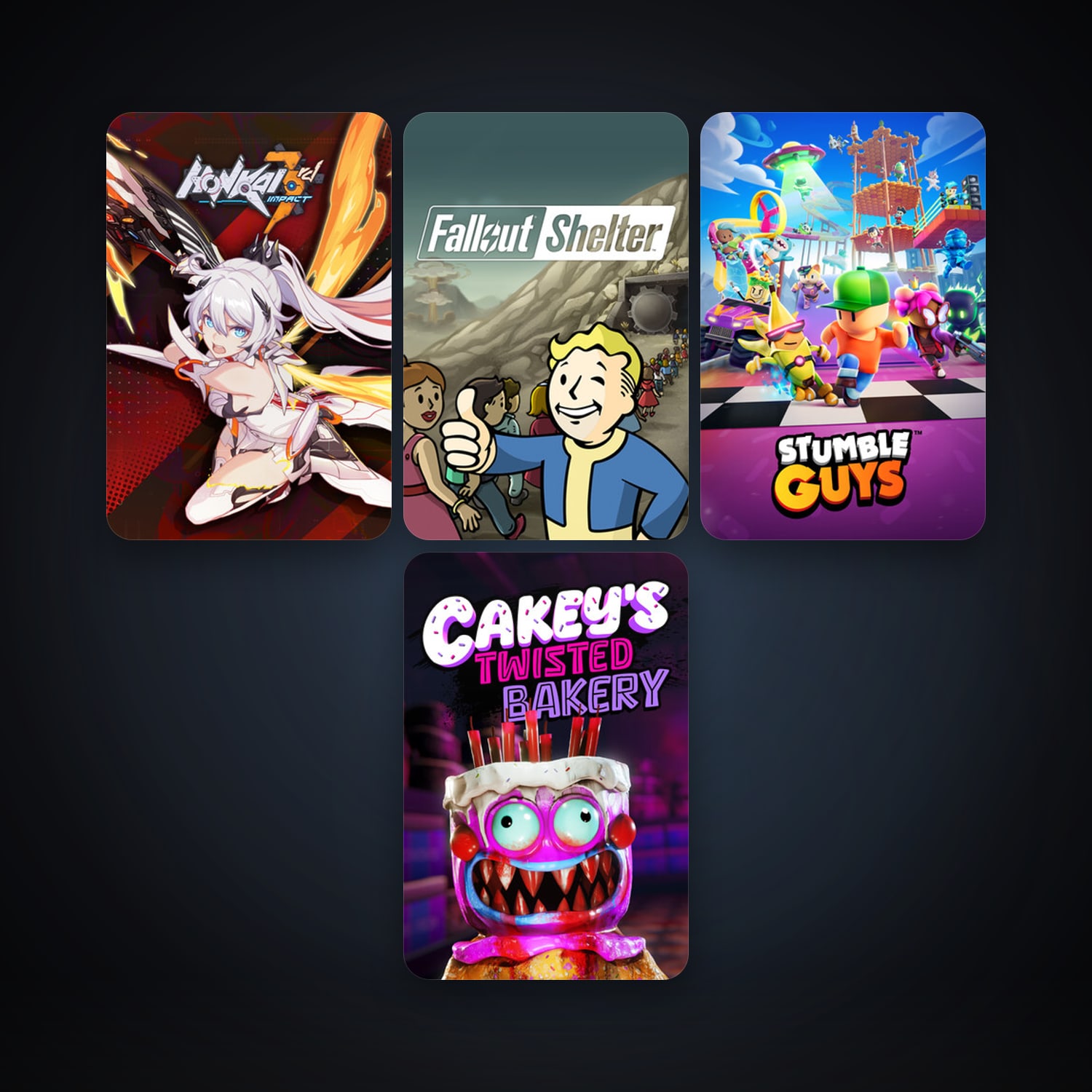 Fallout Shelter + Honkai Impact 3rd, 6 games, clean — HabibiAccounts