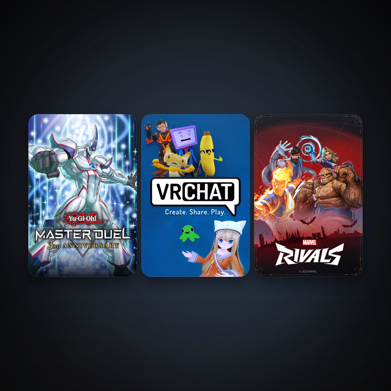 VRChat + Yu-Gi-Oh! Master Duel, 4 games, clean — HabibiAccounts