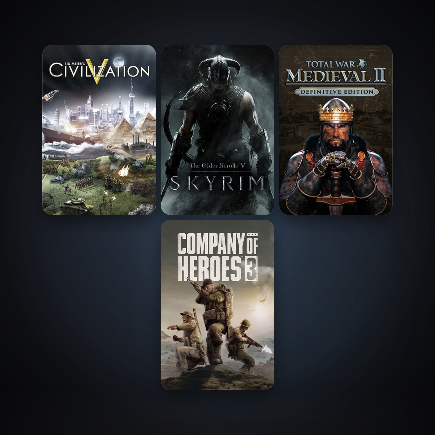 Medieval II: Total War + Sid Meier's Civilization V, 4 games, clean — HabibiAccounts