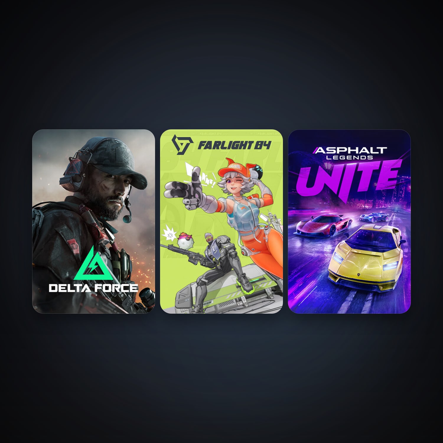 Asphalt Legends Unite + Farlight 84, 5 games, clean — HabibiAccounts
