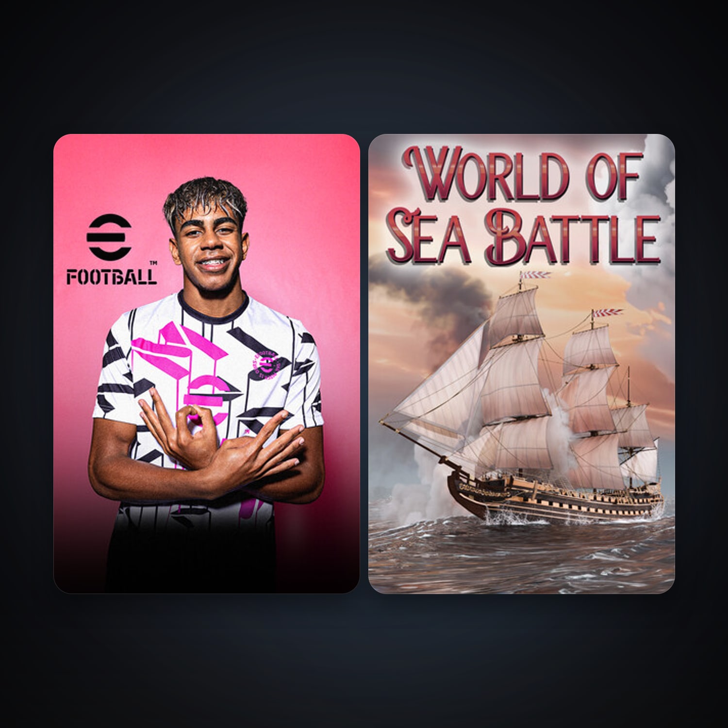 eFootball 2024 + World of Sea Battle, 4 games, clean — HabibiAccounts