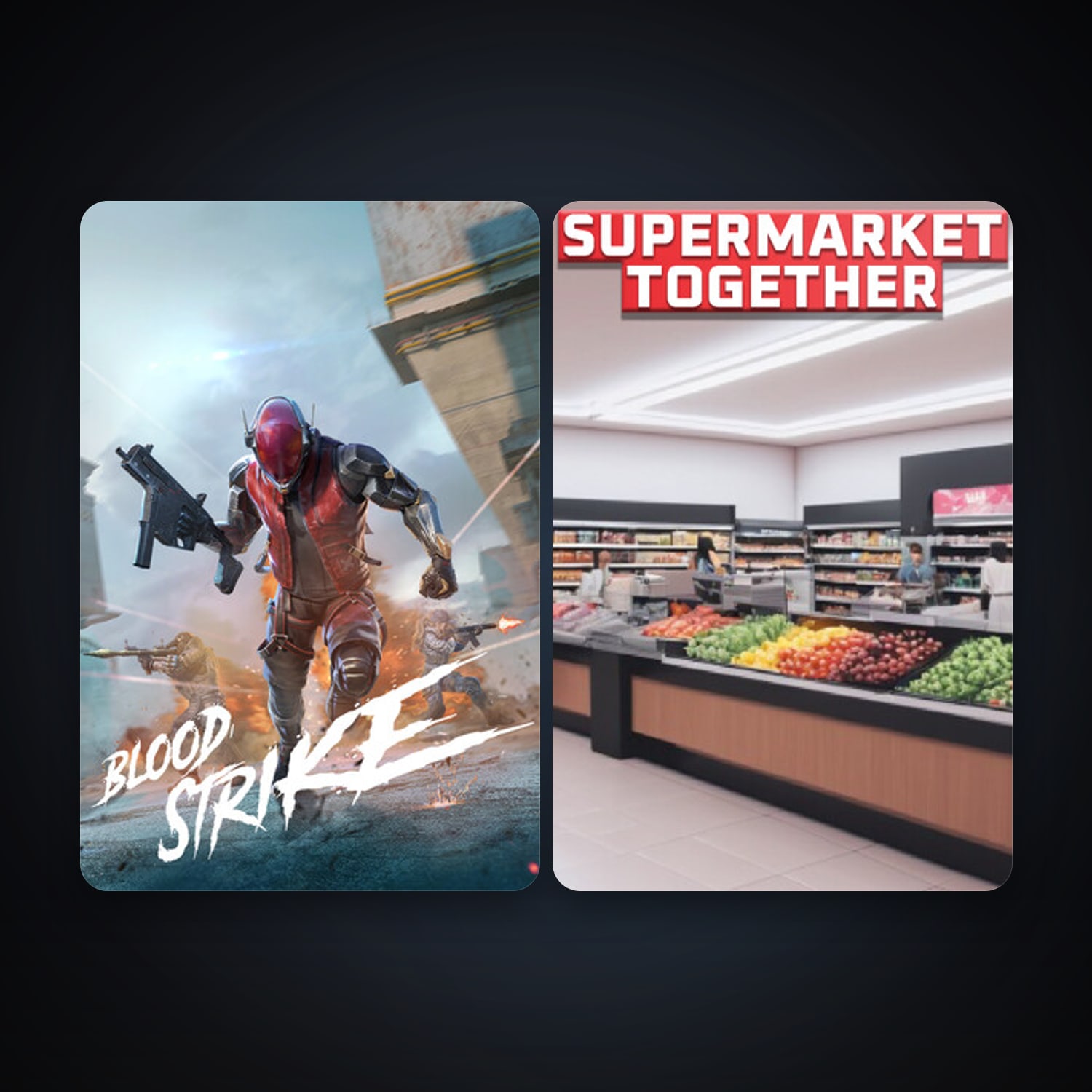 Supermarket Together + Blood Strike, 7 games, clean — HabibiAccounts