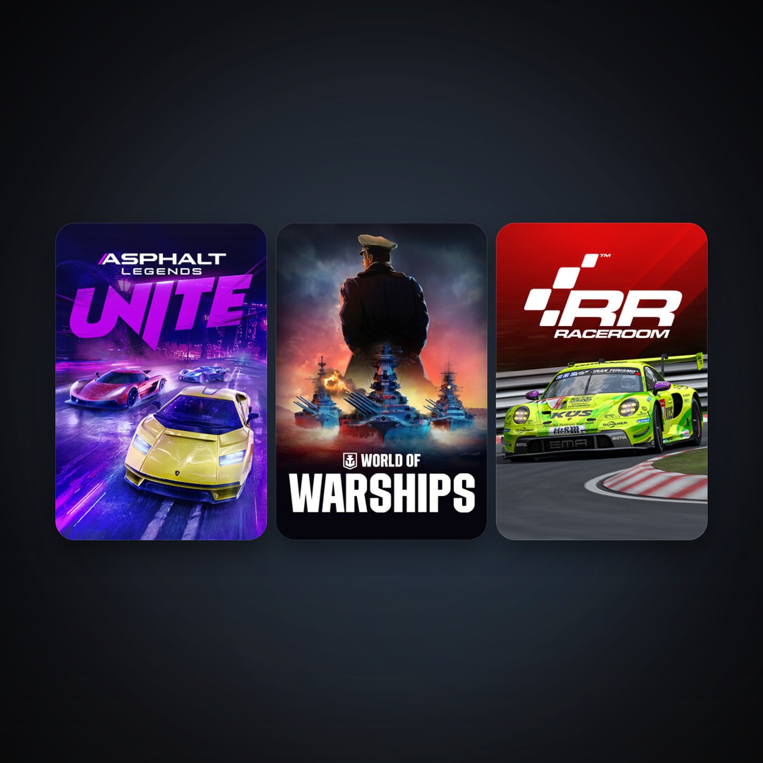 RaceRoom Racing Experience + World of Warships, 4 games, clean — HabibiAccounts