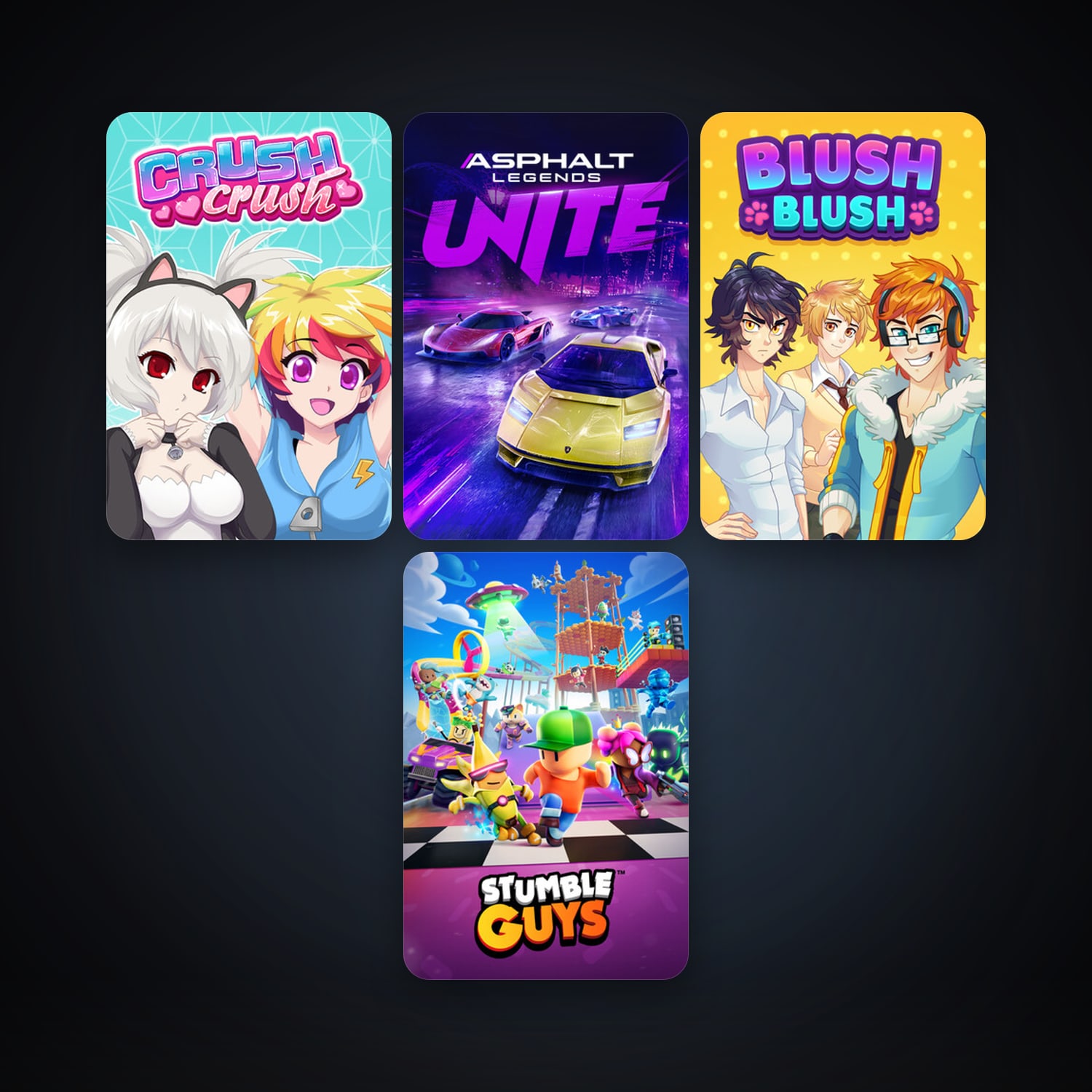 Crush Crush + Blush Blush, 8 games, clean — HabibiAccounts